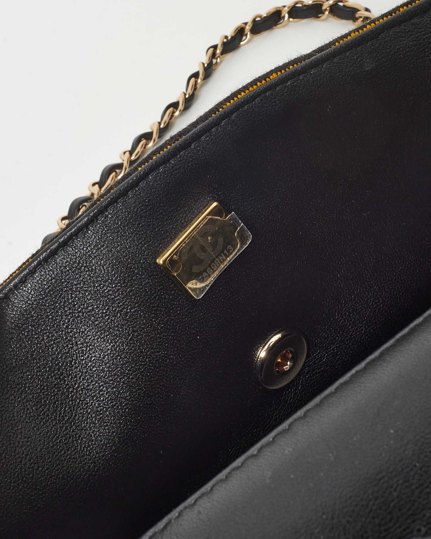 Chanel Black Jersey Multi Logo Métiers d’Art 22 Mini Flap Bag