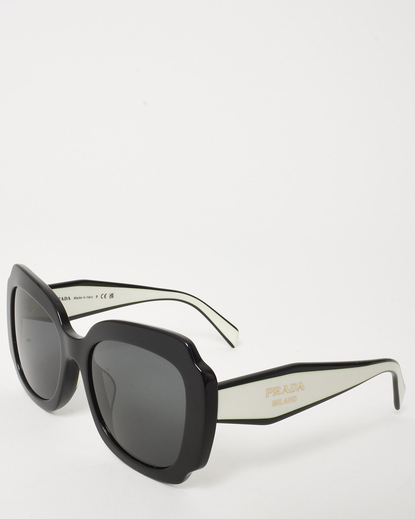 Prada Black and White SPR 16Y-F Oversize Square Sunglasses