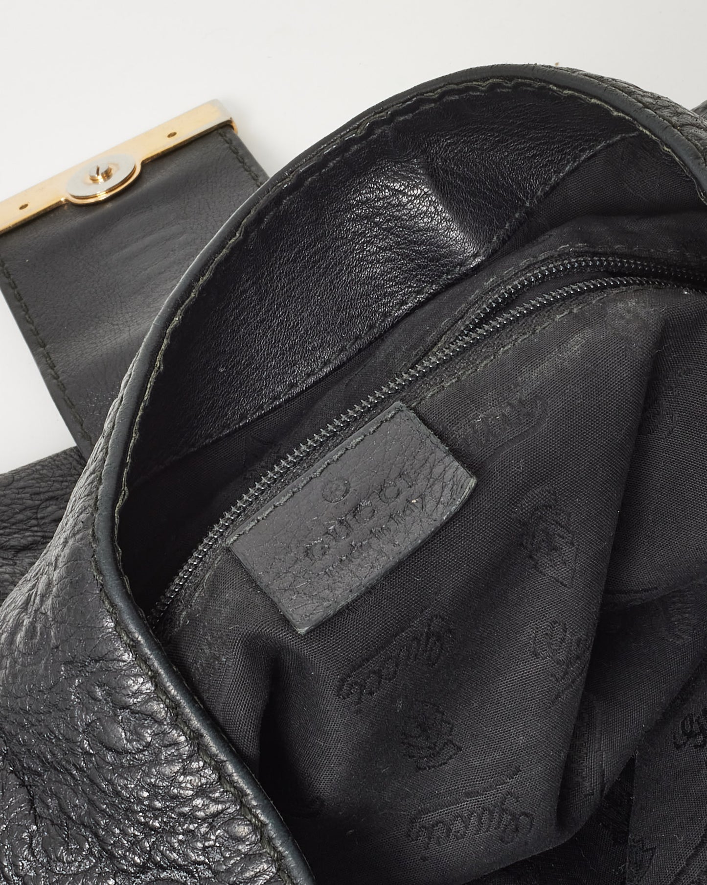 Gucci Black Guccissima GG Monogram Leather New Web Hobo Bag