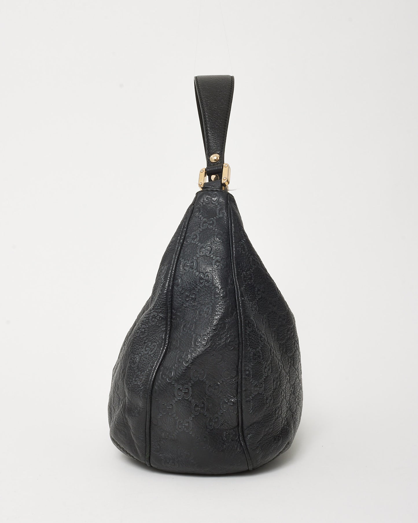 Gucci Black Guccissima GG Monogram Leather New Web Hobo Bag