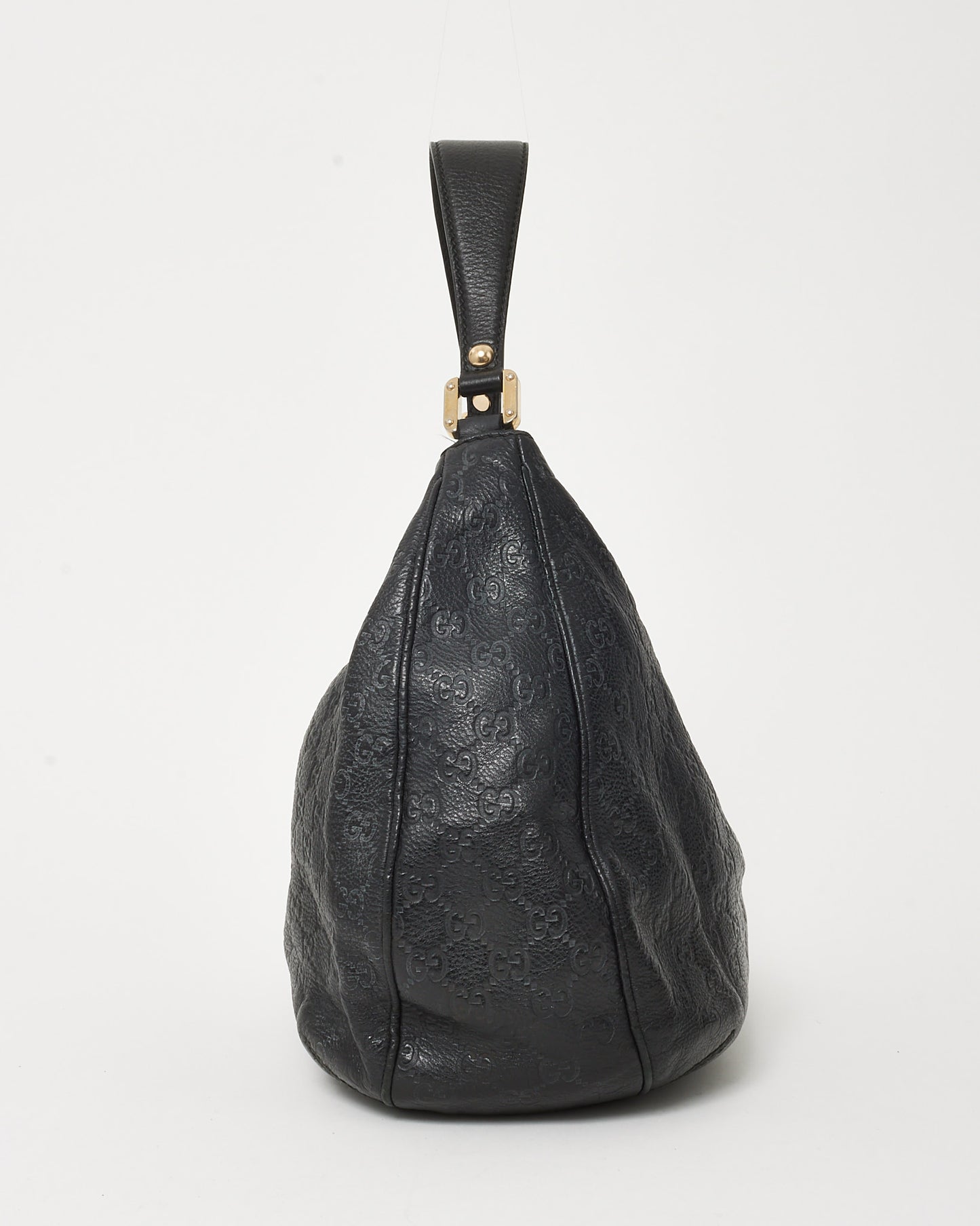 Gucci Black Guccissima GG Monogram Leather New Web Hobo Bag