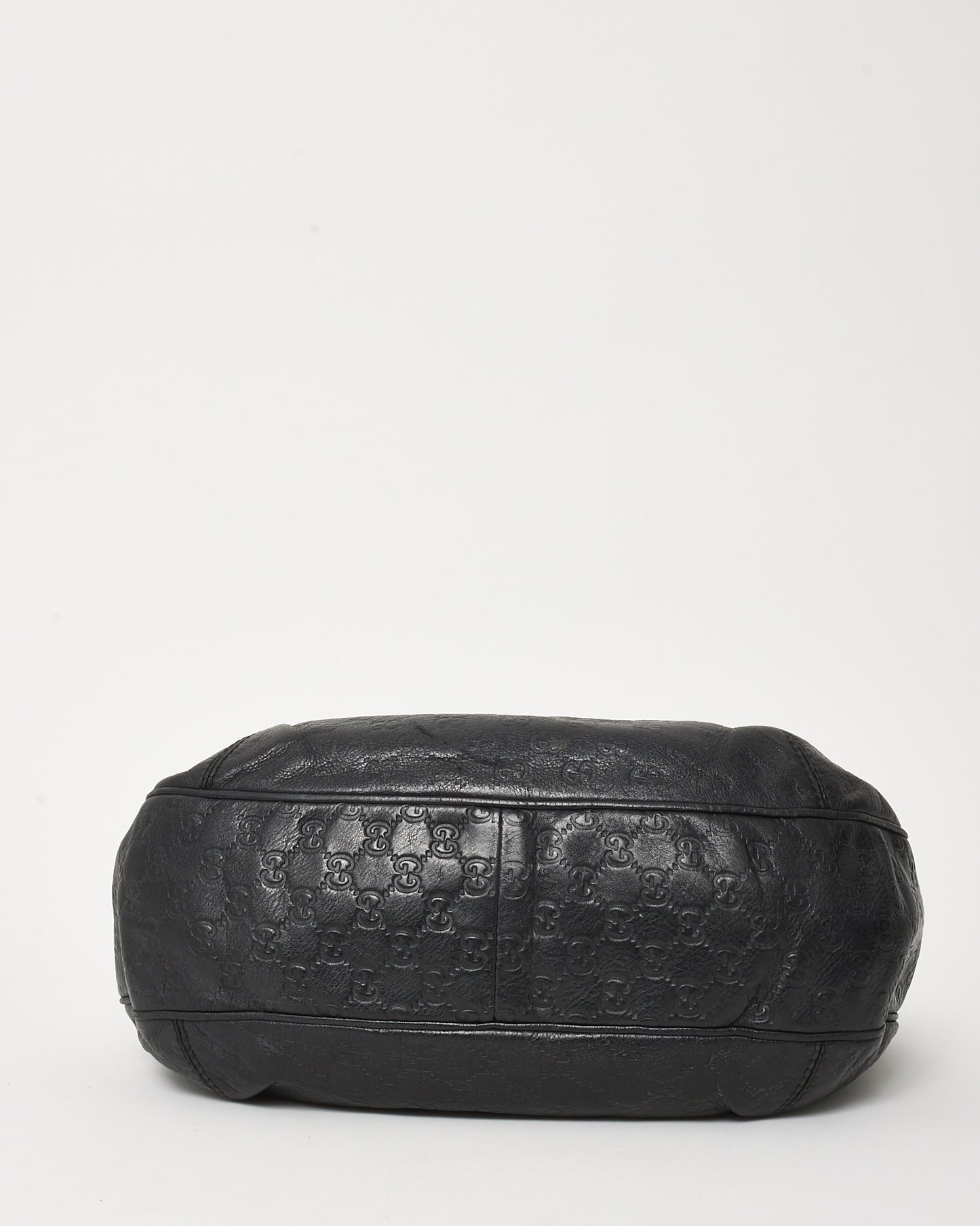 Gucci Black Guccissima GG Monogram Leather New Web Hobo Bag