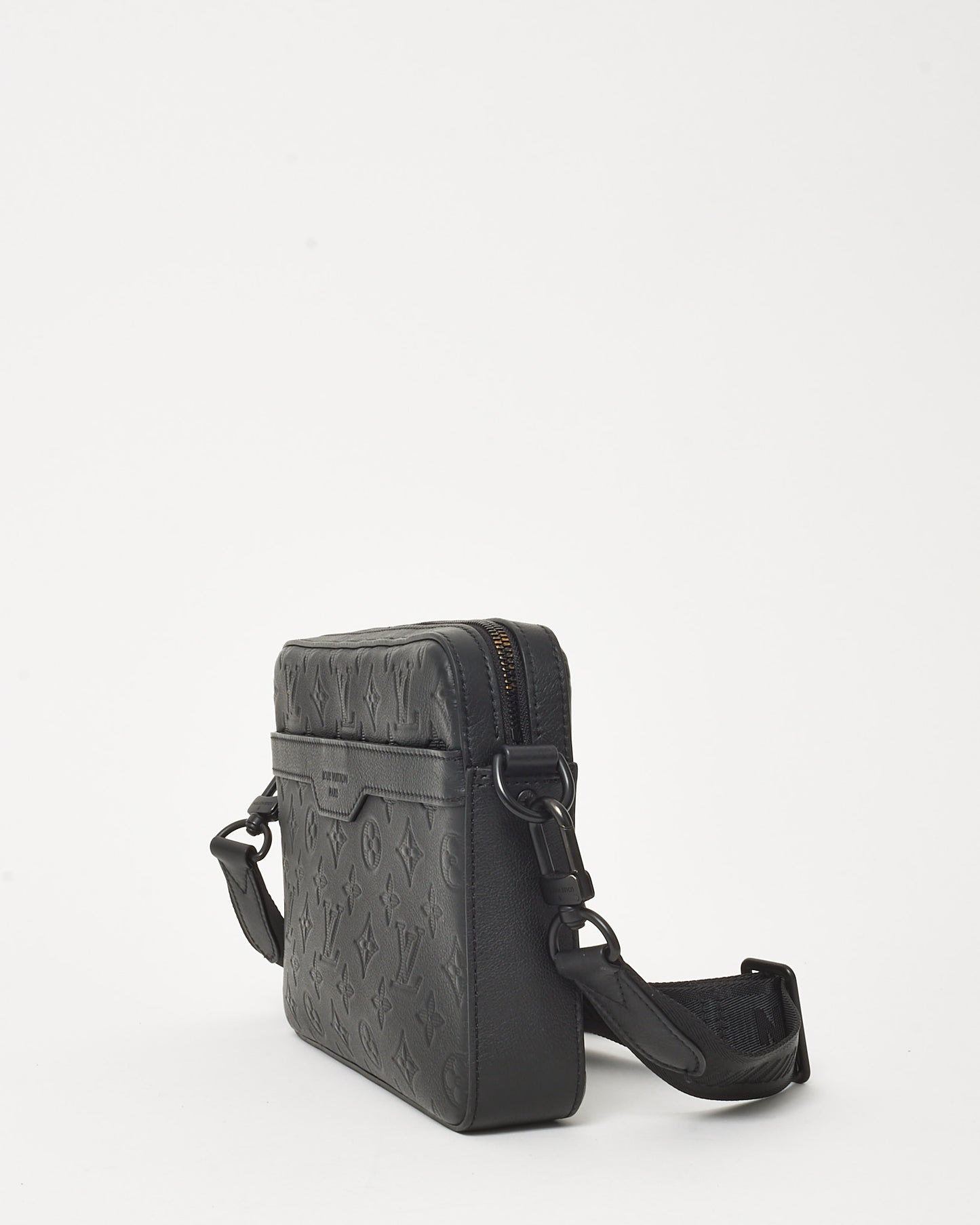 Louis Vuitton Black Monogram Shadow Embossed Leather Duo Messenger Bag