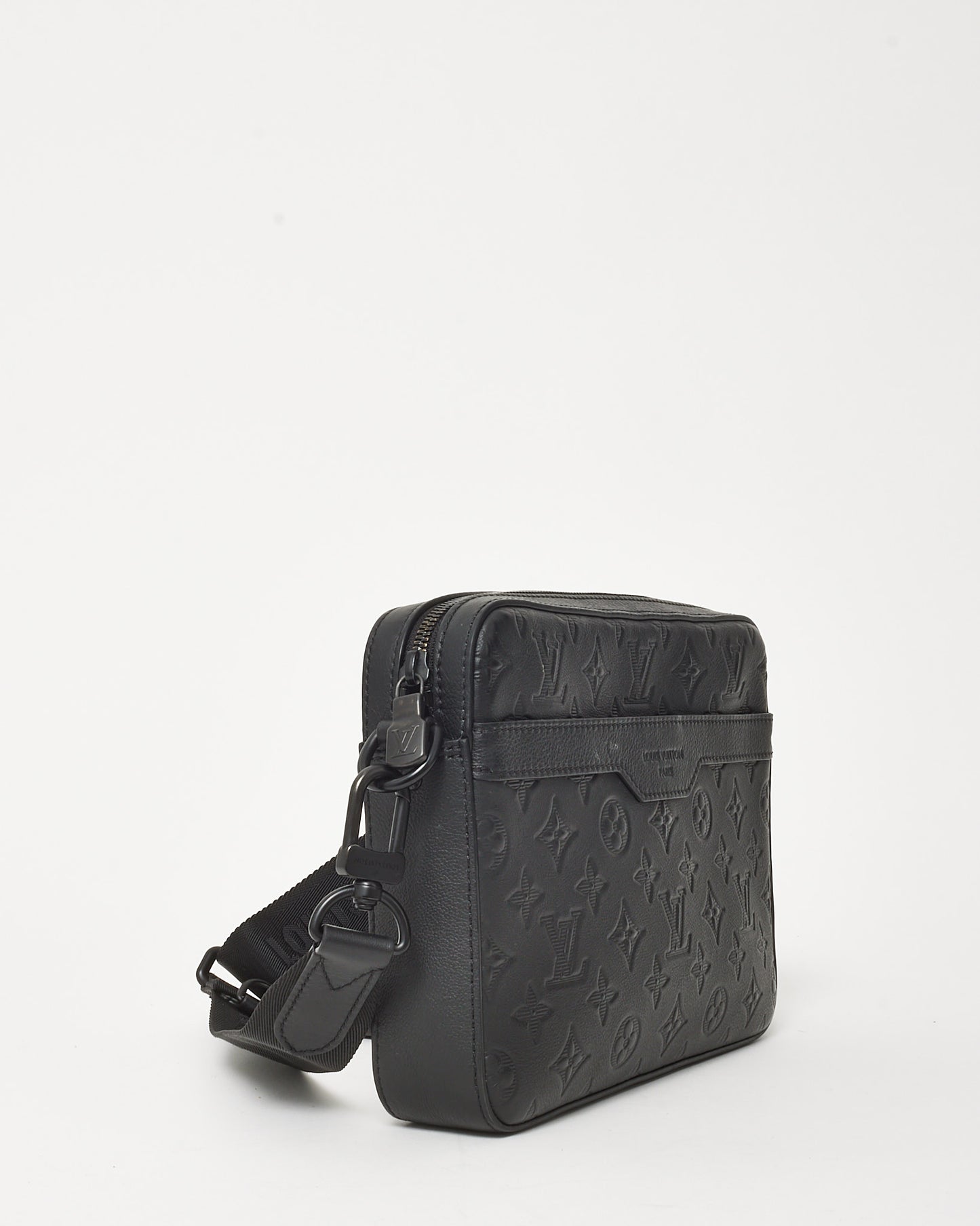 Louis Vuitton Black Monogram Shadow Embossed Leather Duo Messenger Bag