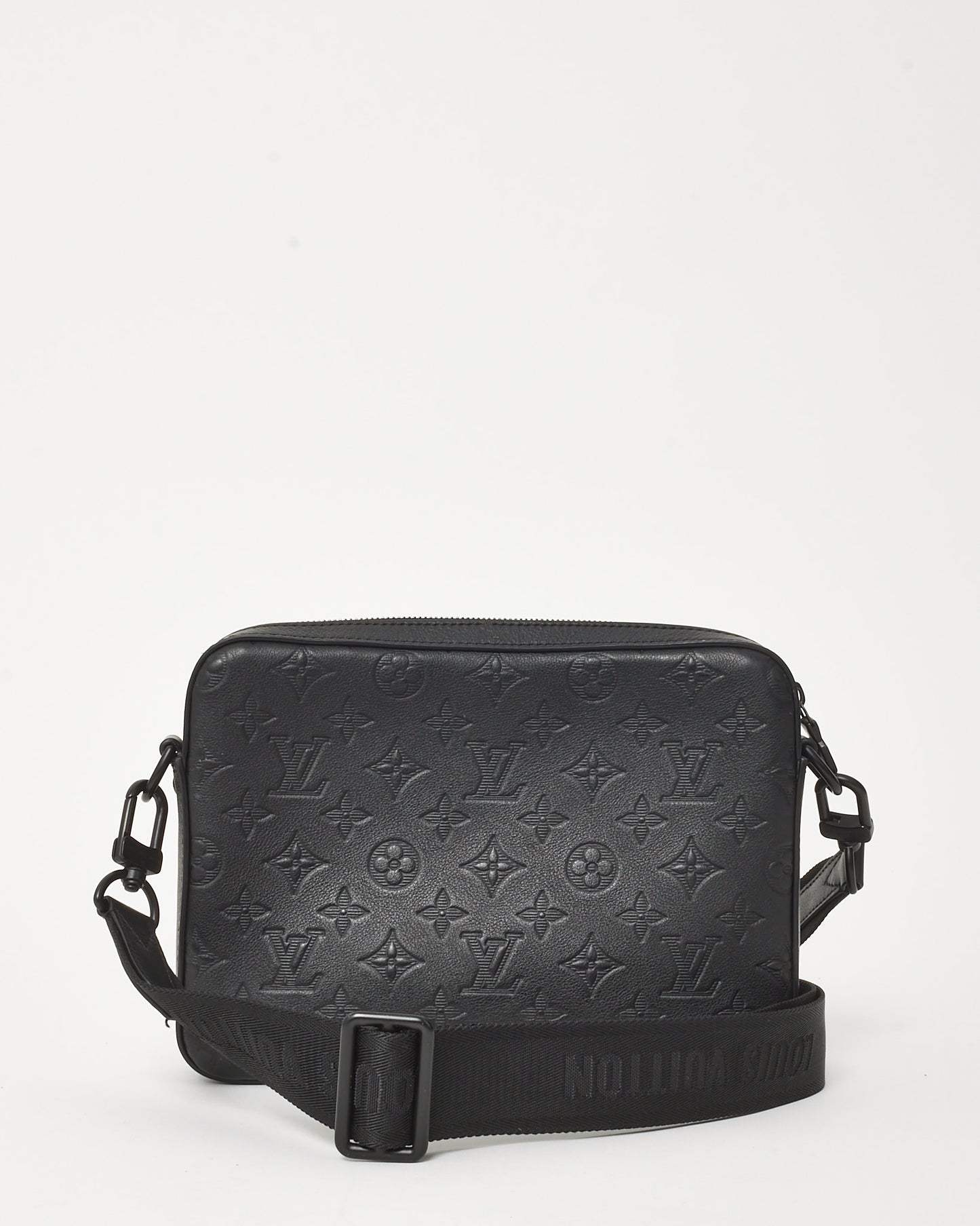 Louis Vuitton Black Monogram Shadow Embossed Leather Duo Messenger Bag