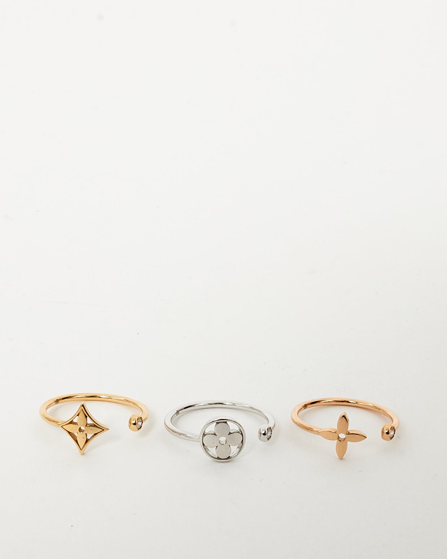 Louis Vuitton Rose/Yellow/White Golds and Diamond Idylle Blossom Ring - 56