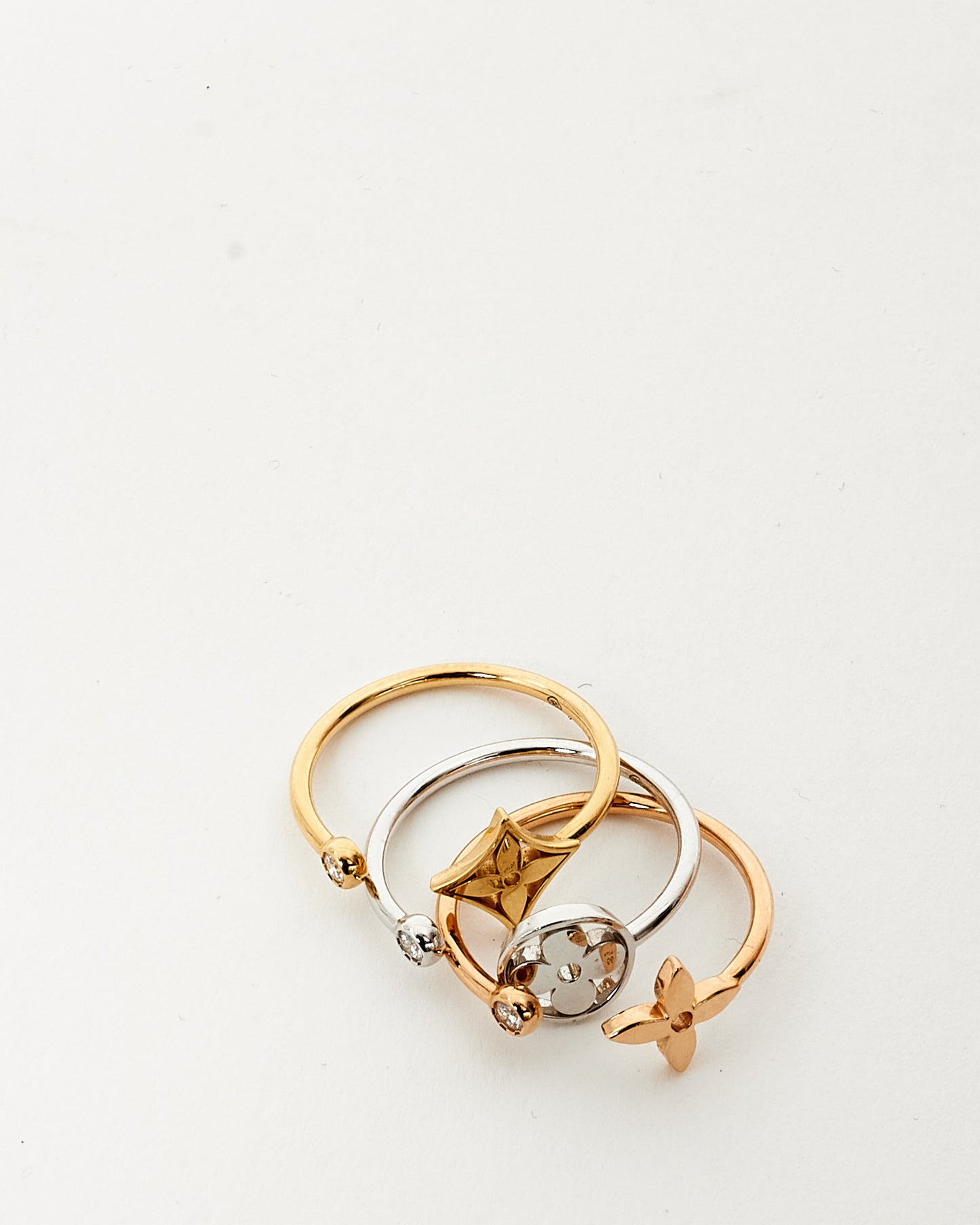 Louis Vuitton Rose/Yellow/White Golds and Diamond Idylle Blossom Ring - 56