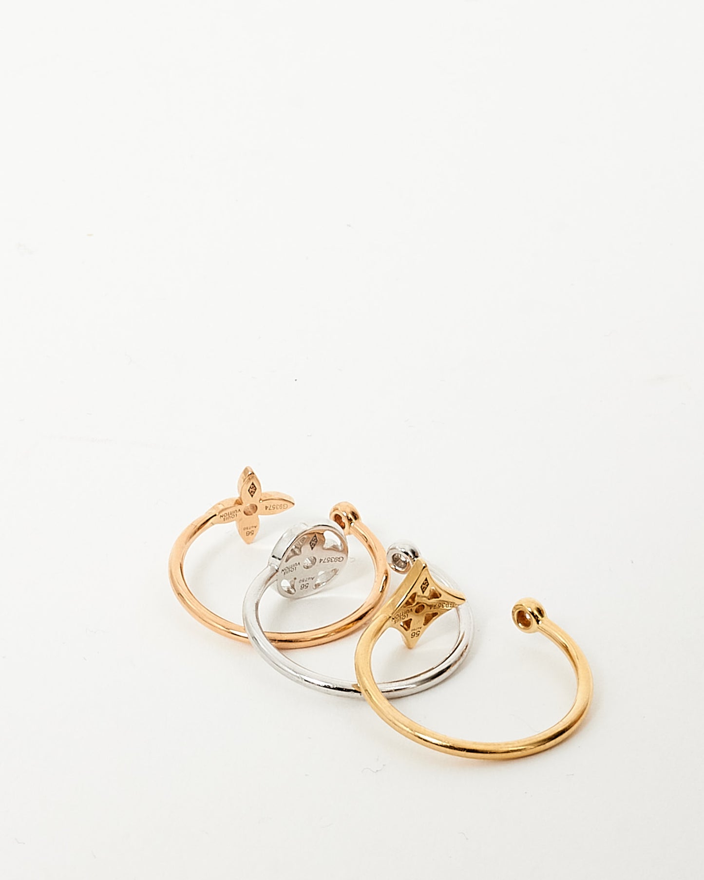 Louis Vuitton Rose/Yellow/White Golds and Diamond Idylle Blossom Ring - 56