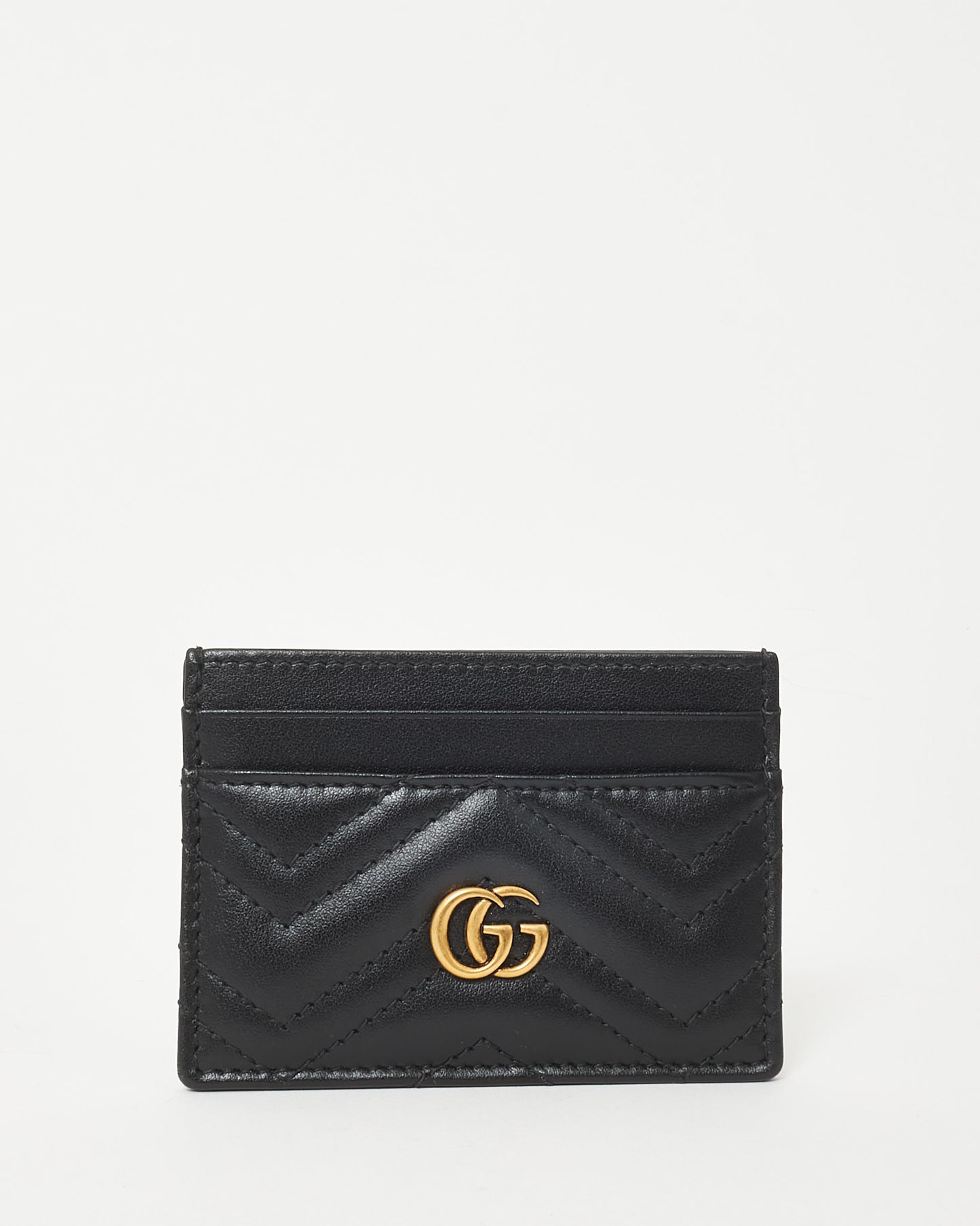 Gucci Black Leather GG Marmont Card Holder