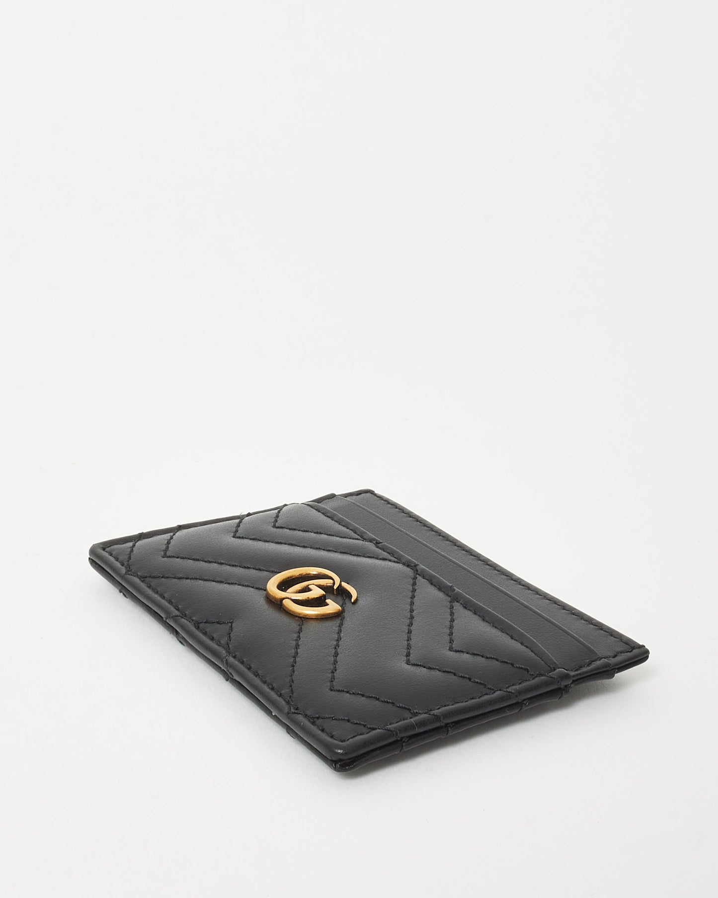 Gucci Black Leather GG Marmont Card Holder