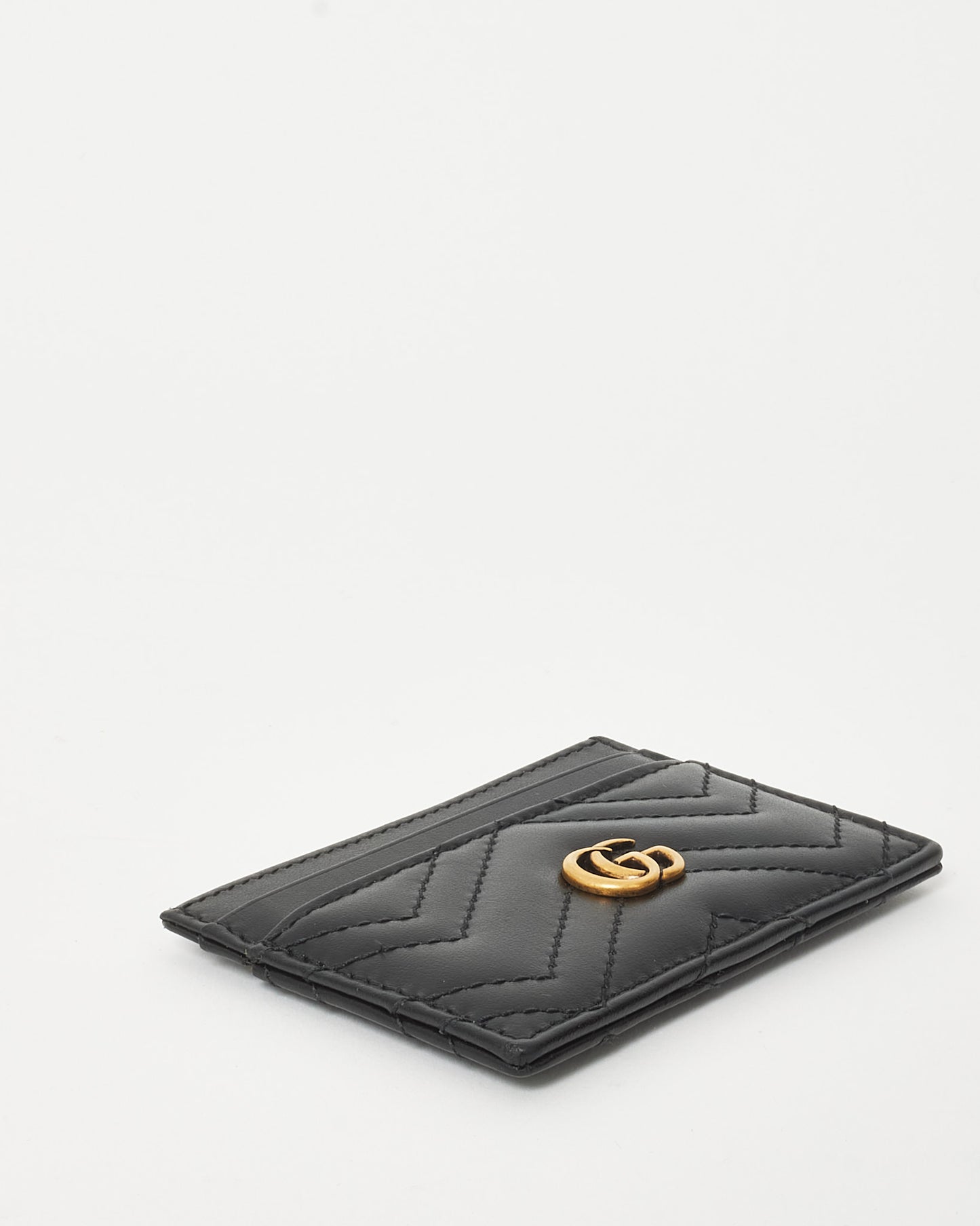 Gucci Black Leather GG Marmont Card Holder