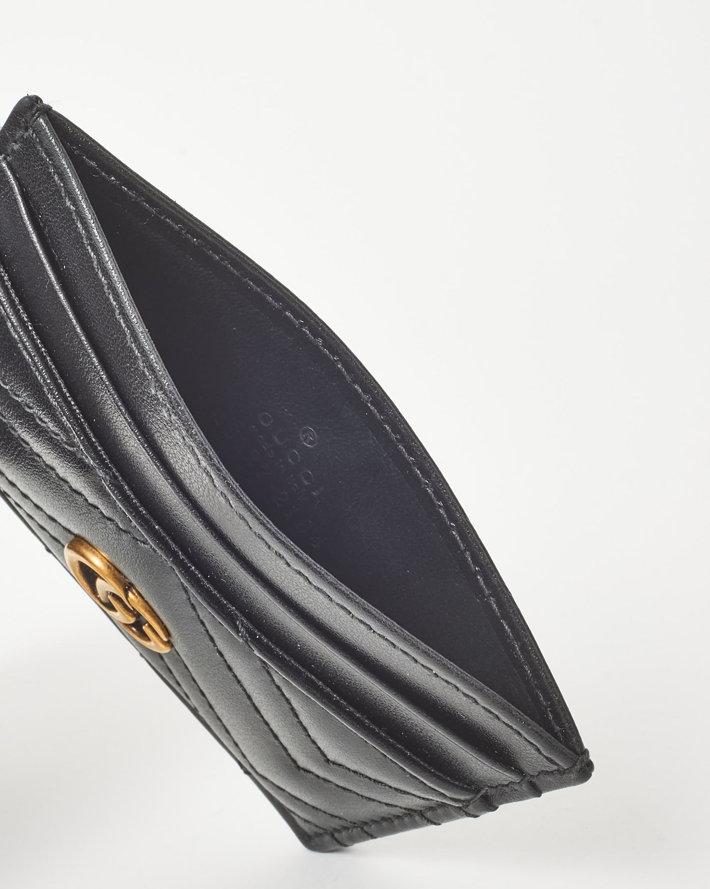 Gucci Black Leather GG Marmont Card Holder
