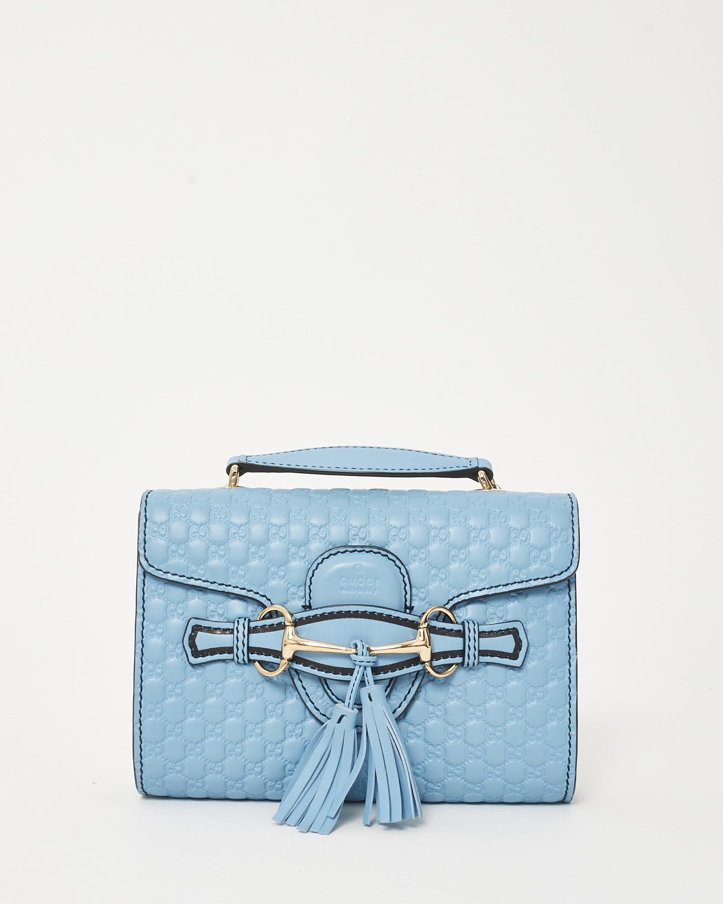 Gucci Blue Microguccissima Leather Emily WOC Wallet on Chain Crossbody Bag