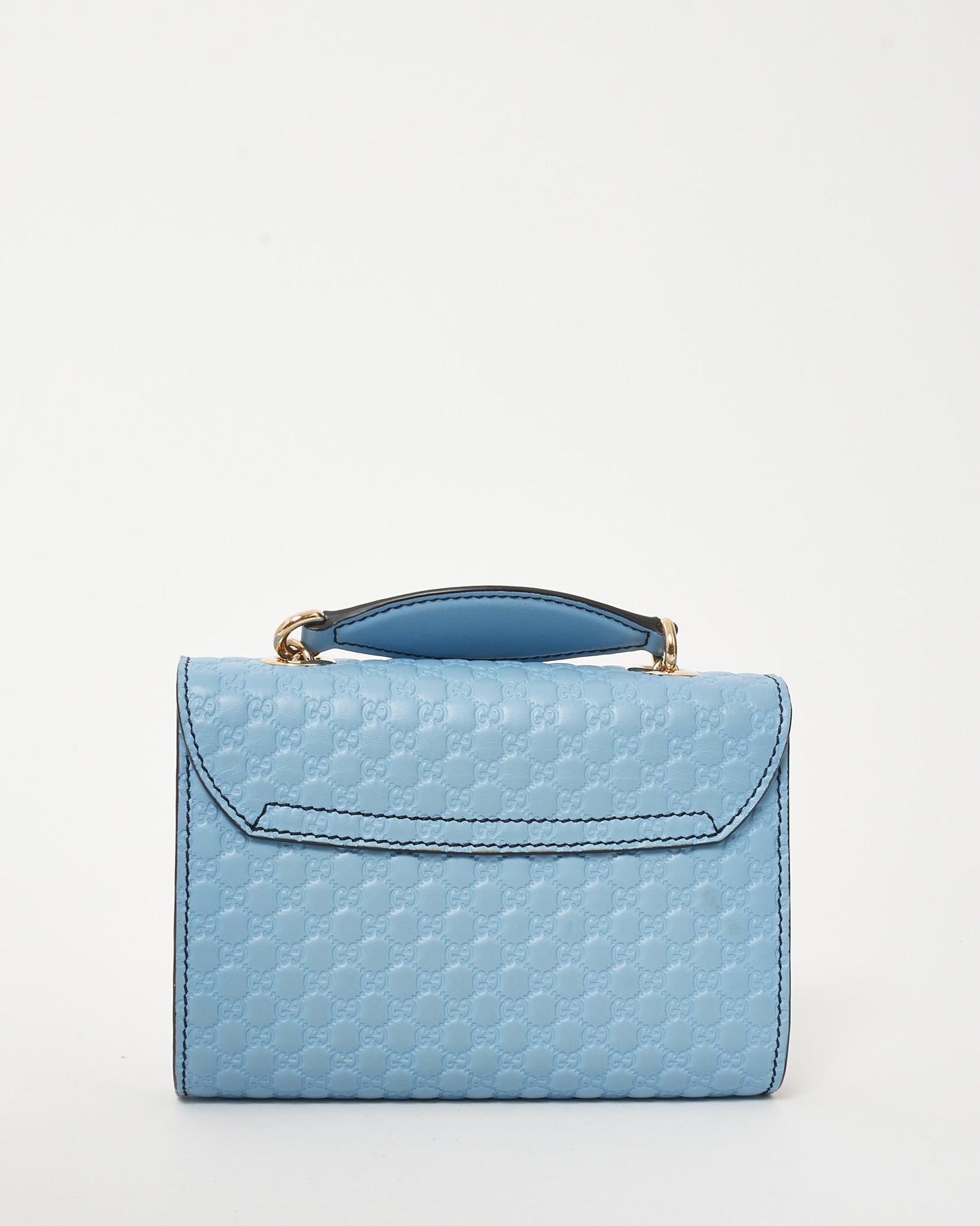 Gucci Blue Microguccissima Leather Emily WOC Wallet on Chain Crossbody Bag