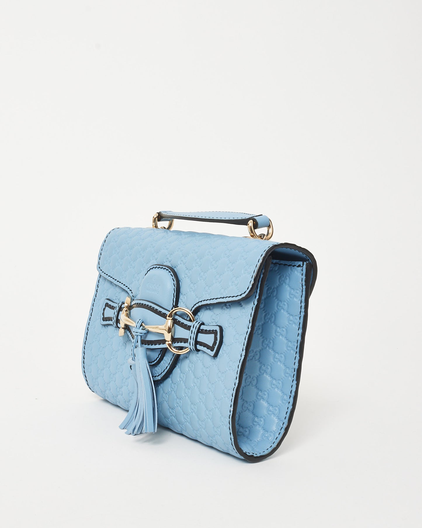 Gucci Blue Microguccissima Leather Emily WOC Wallet on Chain Crossbody Bag