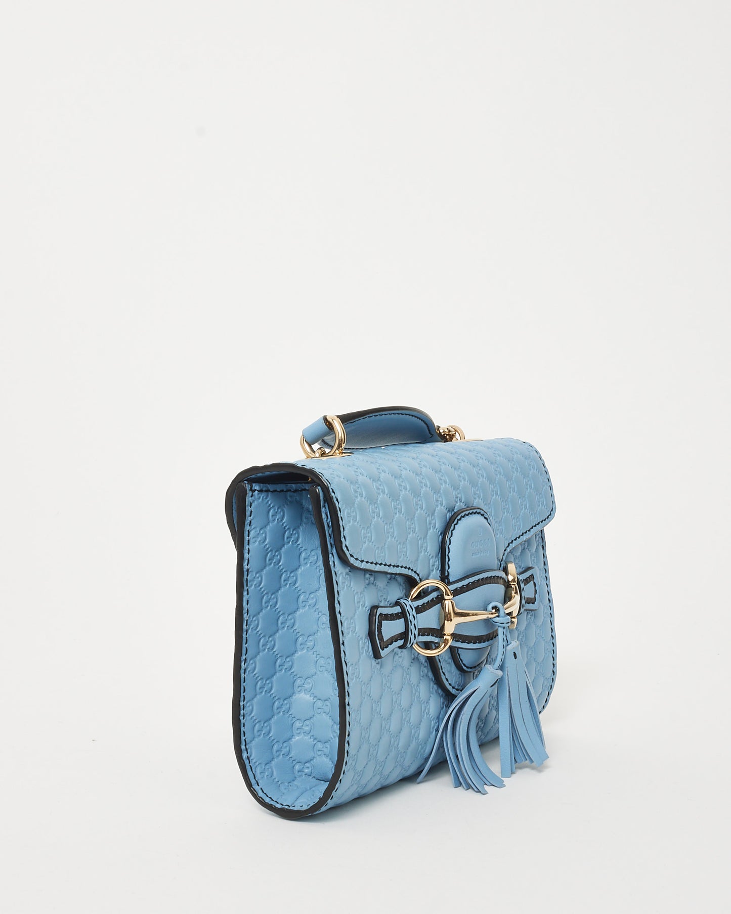 Gucci Blue Microguccissima Leather Emily WOC Wallet on Chain Crossbody Bag