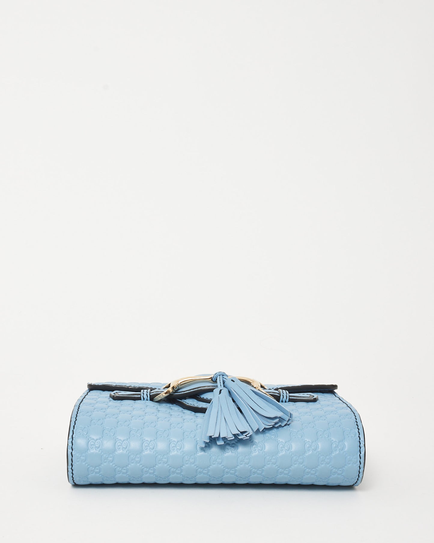 Gucci Blue Microguccissima Leather Emily WOC Wallet on Chain Crossbody Bag