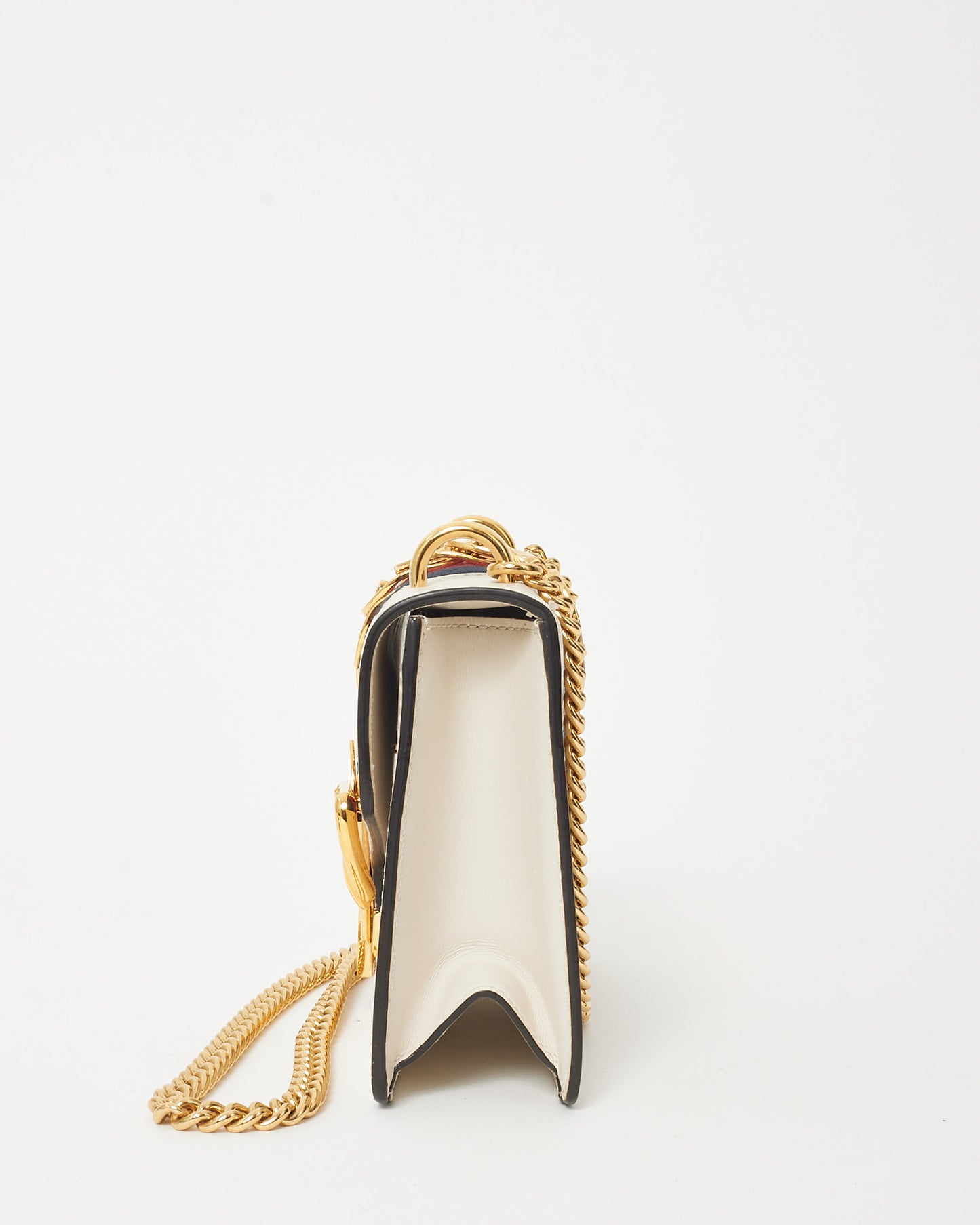 Gucci White Calfskin Leather Mini Sylvie Chain Shoulder Bag