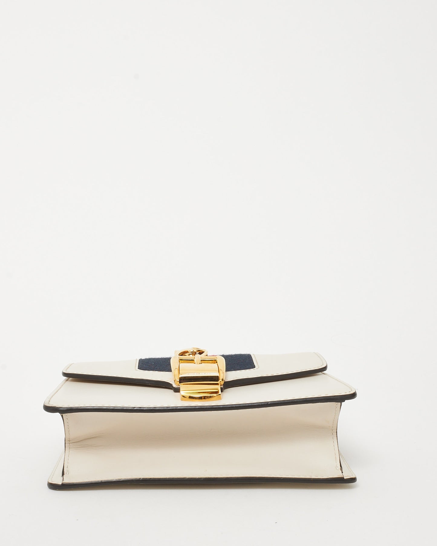 Gucci White Calfskin Leather Mini Sylvie Chain Shoulder Bag