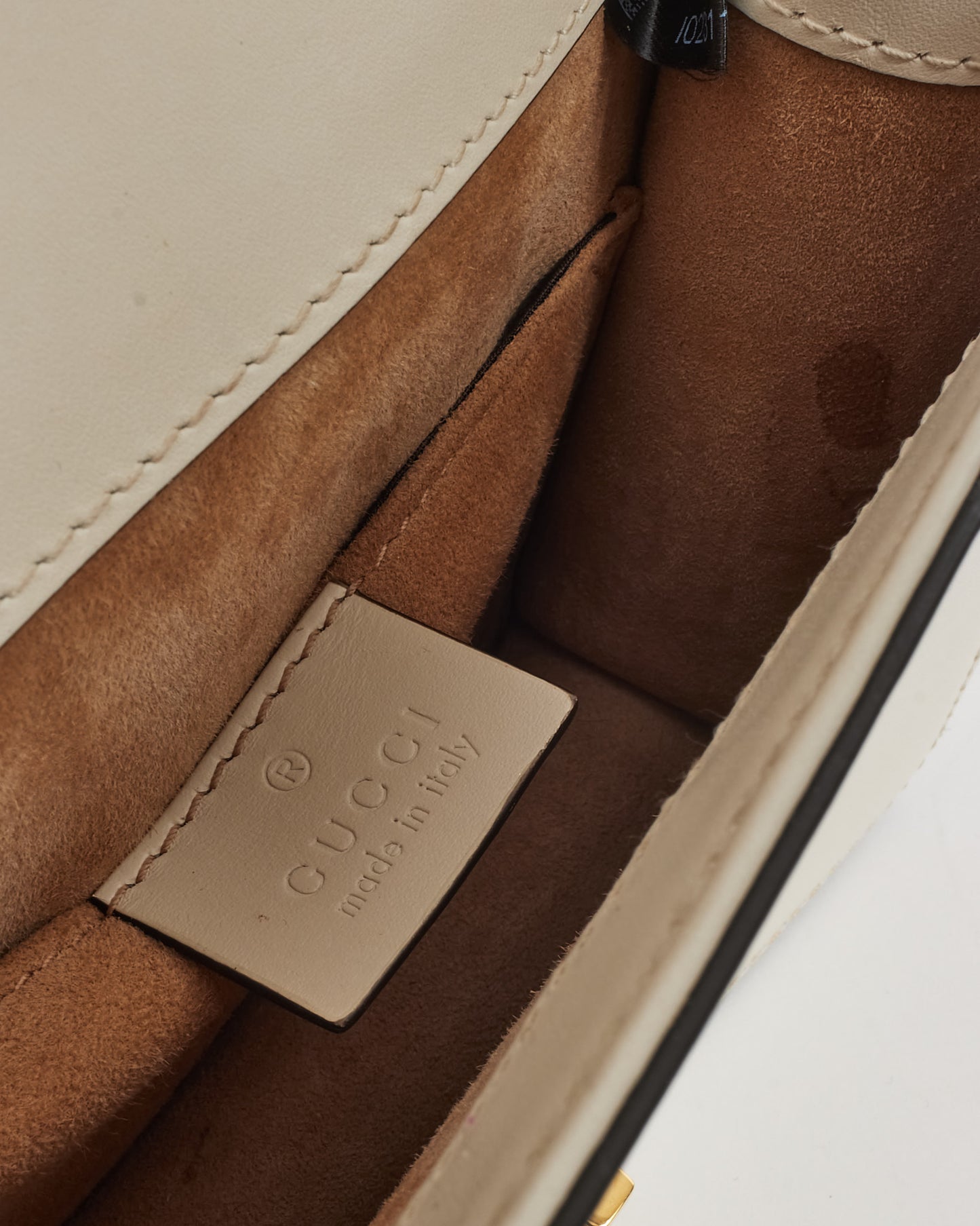 Gucci White Calfskin Leather Mini Sylvie Chain Shoulder Bag