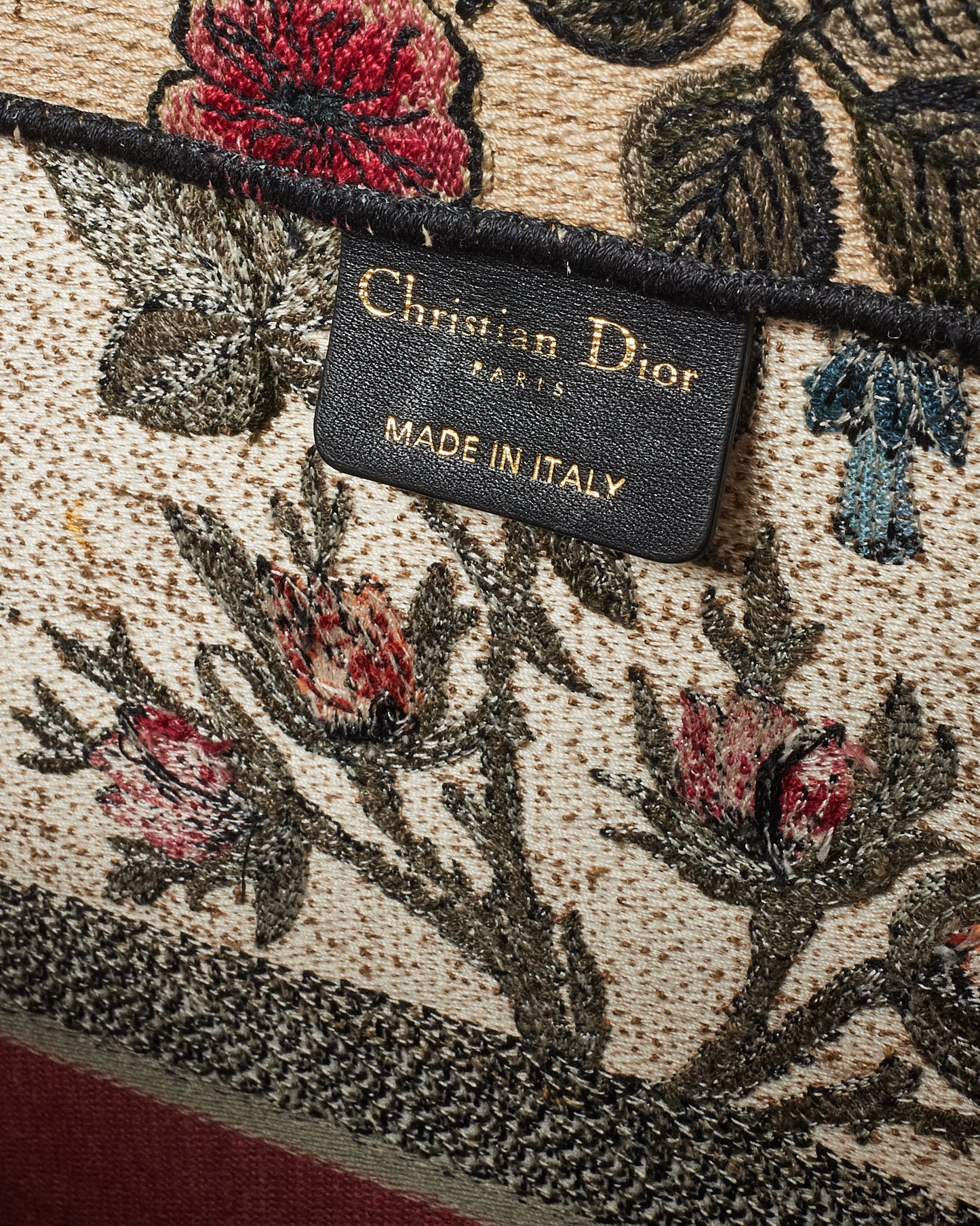 Dior Beige & Multi Broderie Flowers Embroidered Canvas Large Book Tote