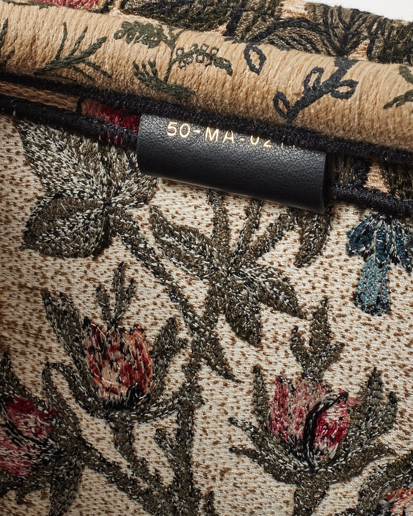 Dior Beige & Multi Broderie Flowers Embroidered Canvas Large Book Tote