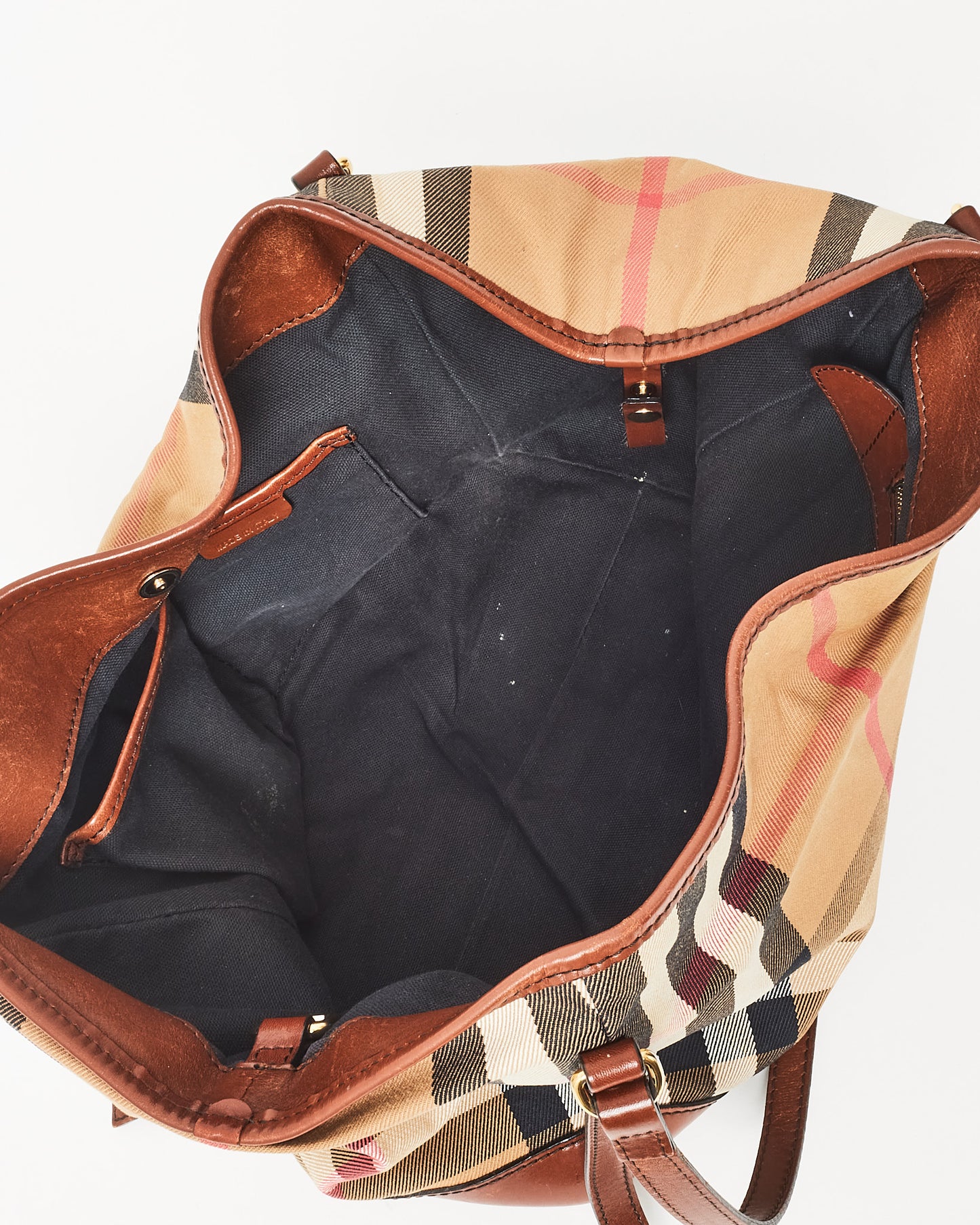 Burberry Brown Leather and Beige House Check Canterbury Shoulder Bag