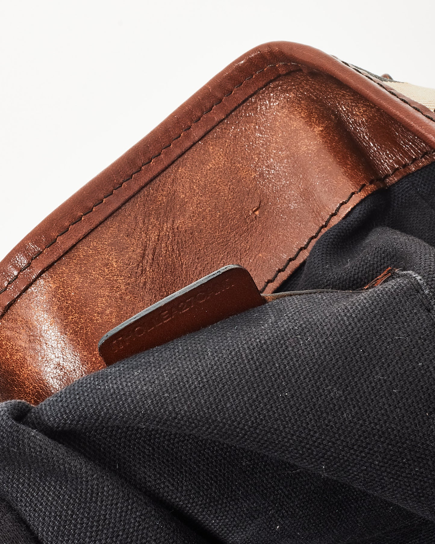 Burberry Brown Leather and Beige House Check Canterbury Shoulder Bag