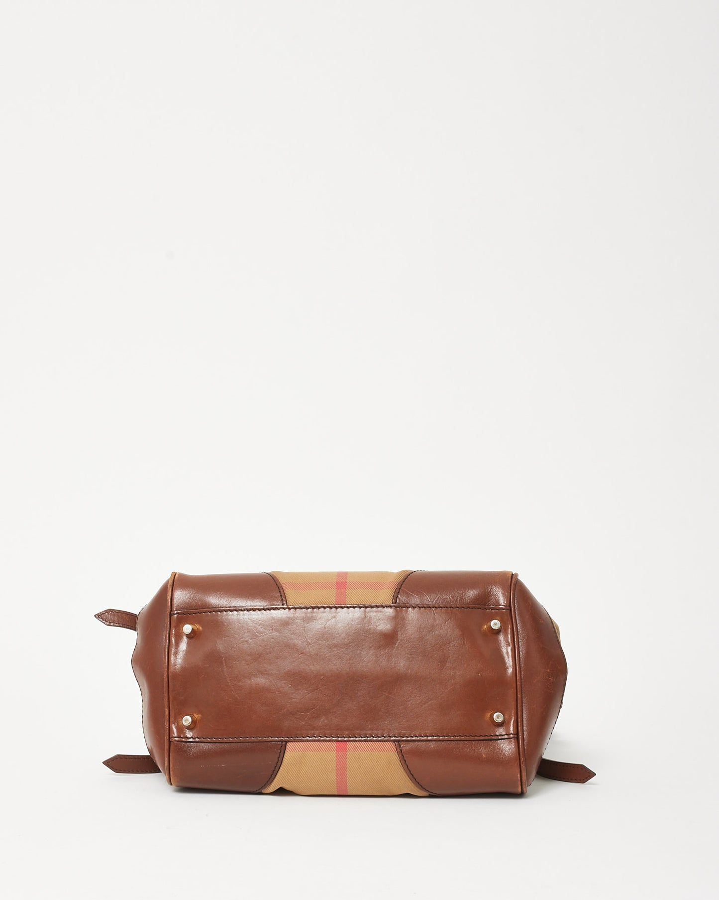 Burberry Brown Leather and Beige House Check Canterbury Shoulder Bag