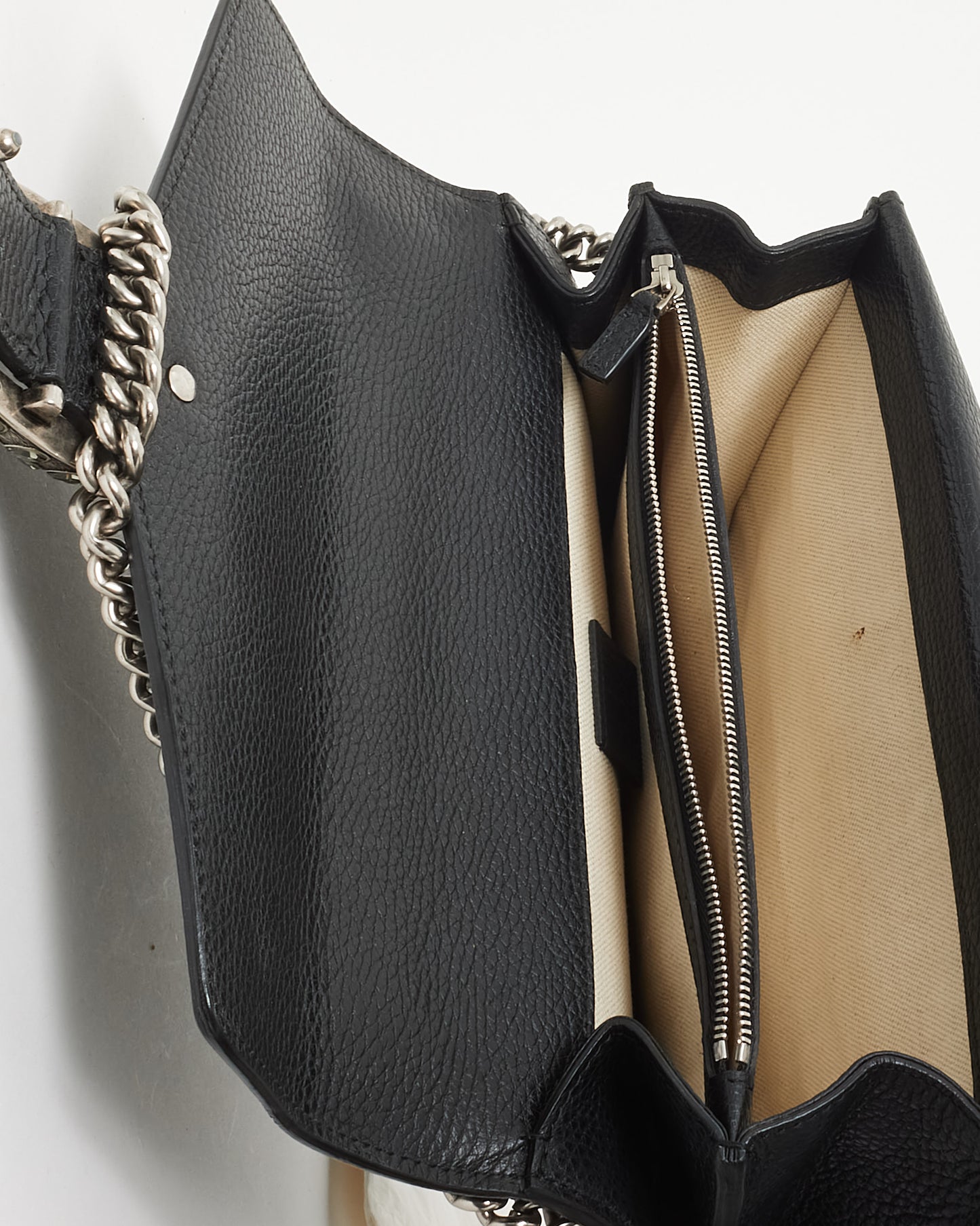 Gucci Black Pebbled Calfskin Leather Small Dionysus Shoulder Bag