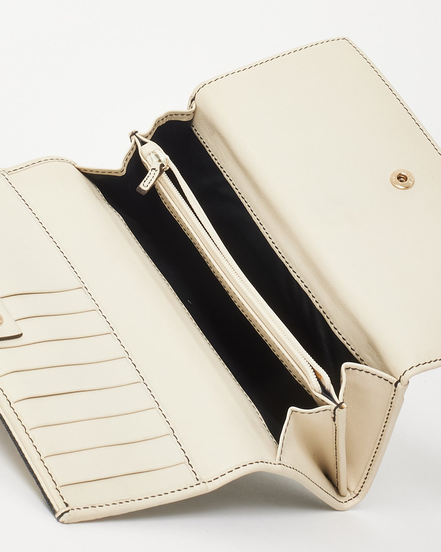 Gucci Vintage Navy and Beige Monogram GG Canvas Leather Trim Sherry Line Wallet