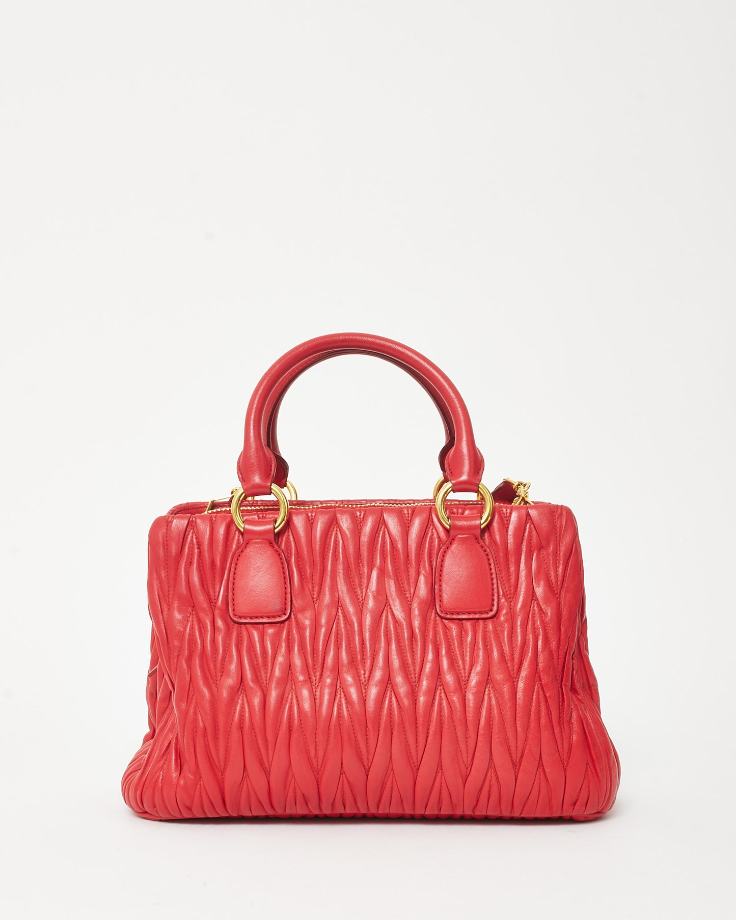 Miu Miu Red Gauffre Leather Top Handle 2Way Bag