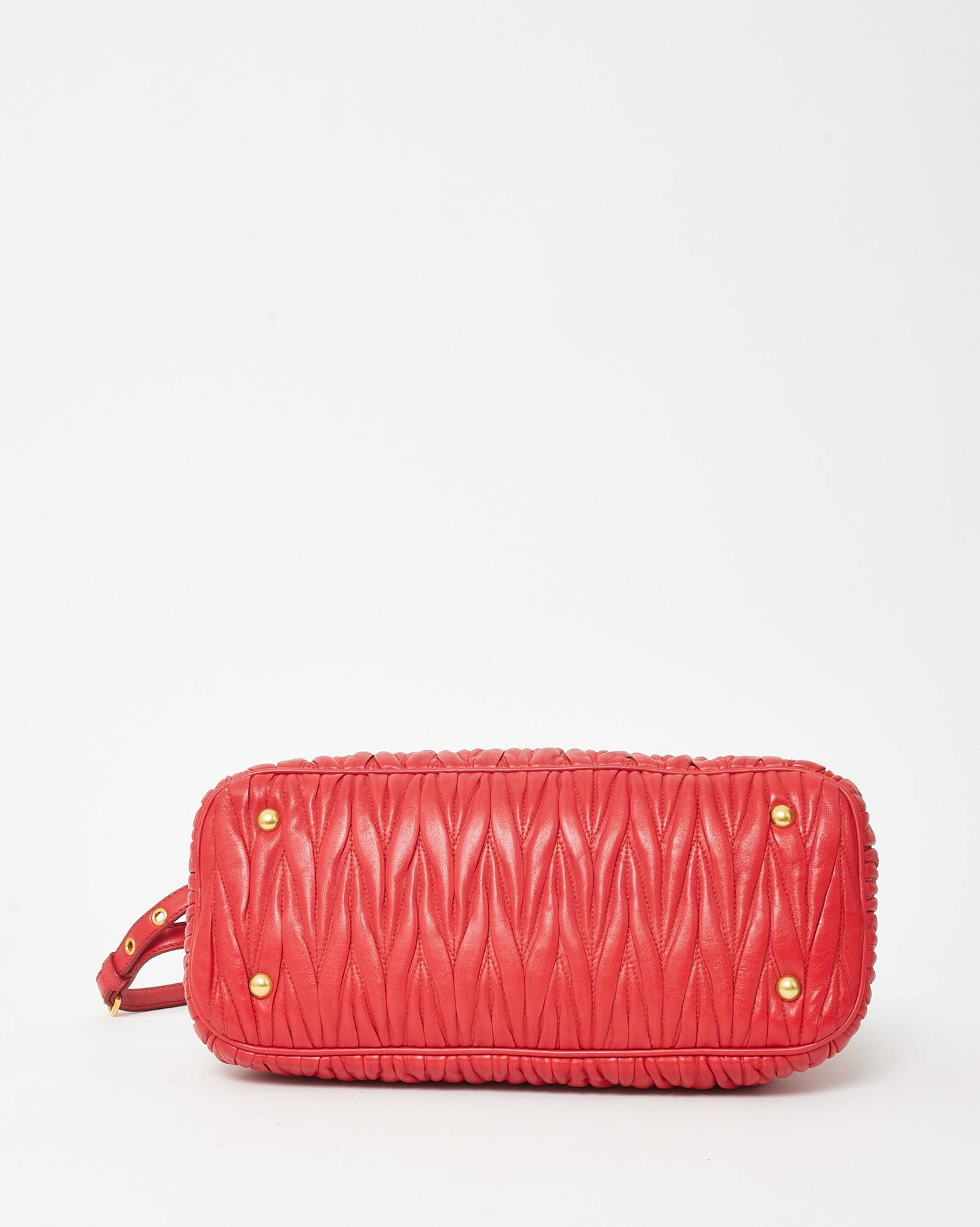 Miu Miu Red Gauffre Leather Top Handle 2Way Bag