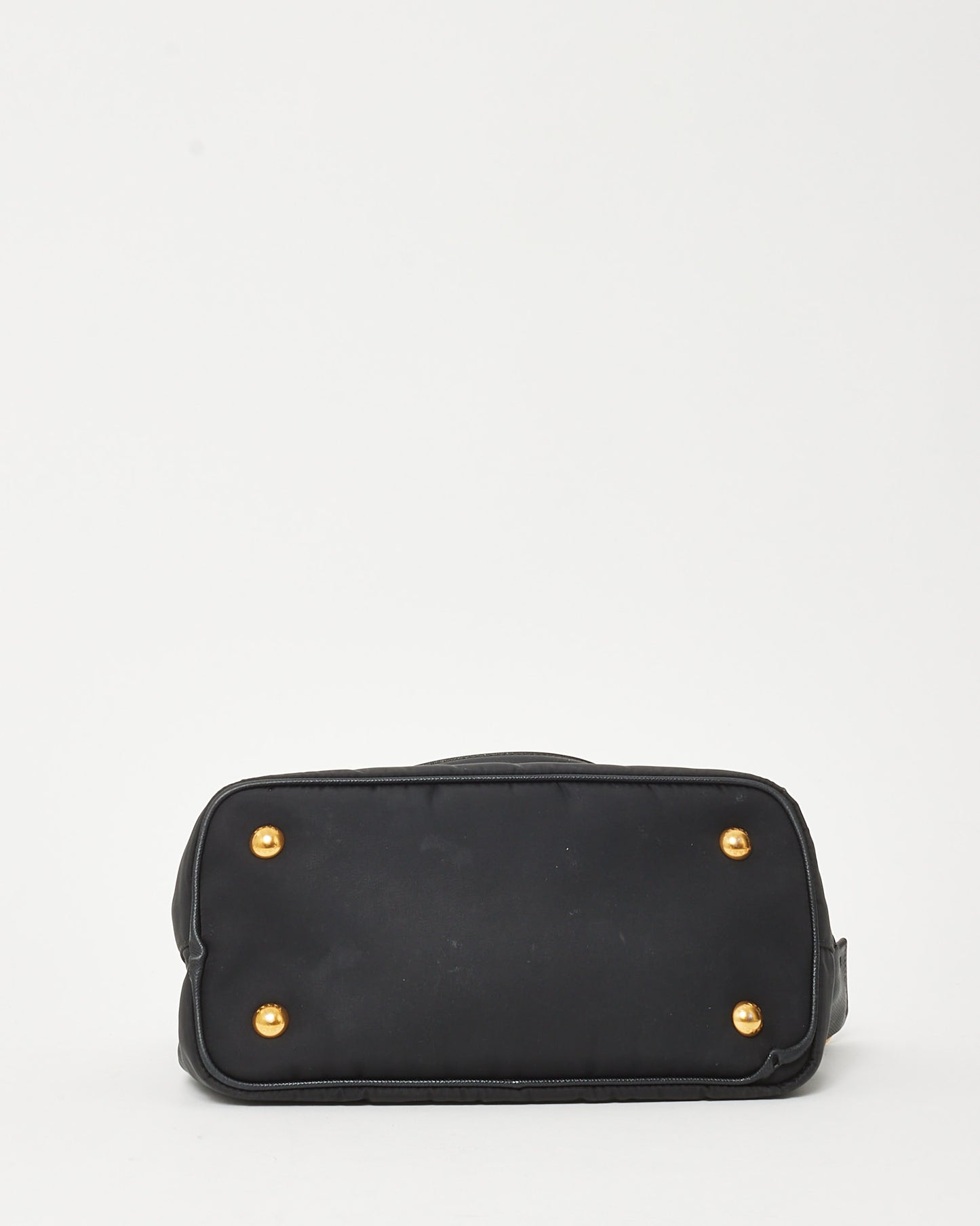 Prada Black Saffiano-Trimmed Tessuto Nylon Logo Top Handle 2Way Bag