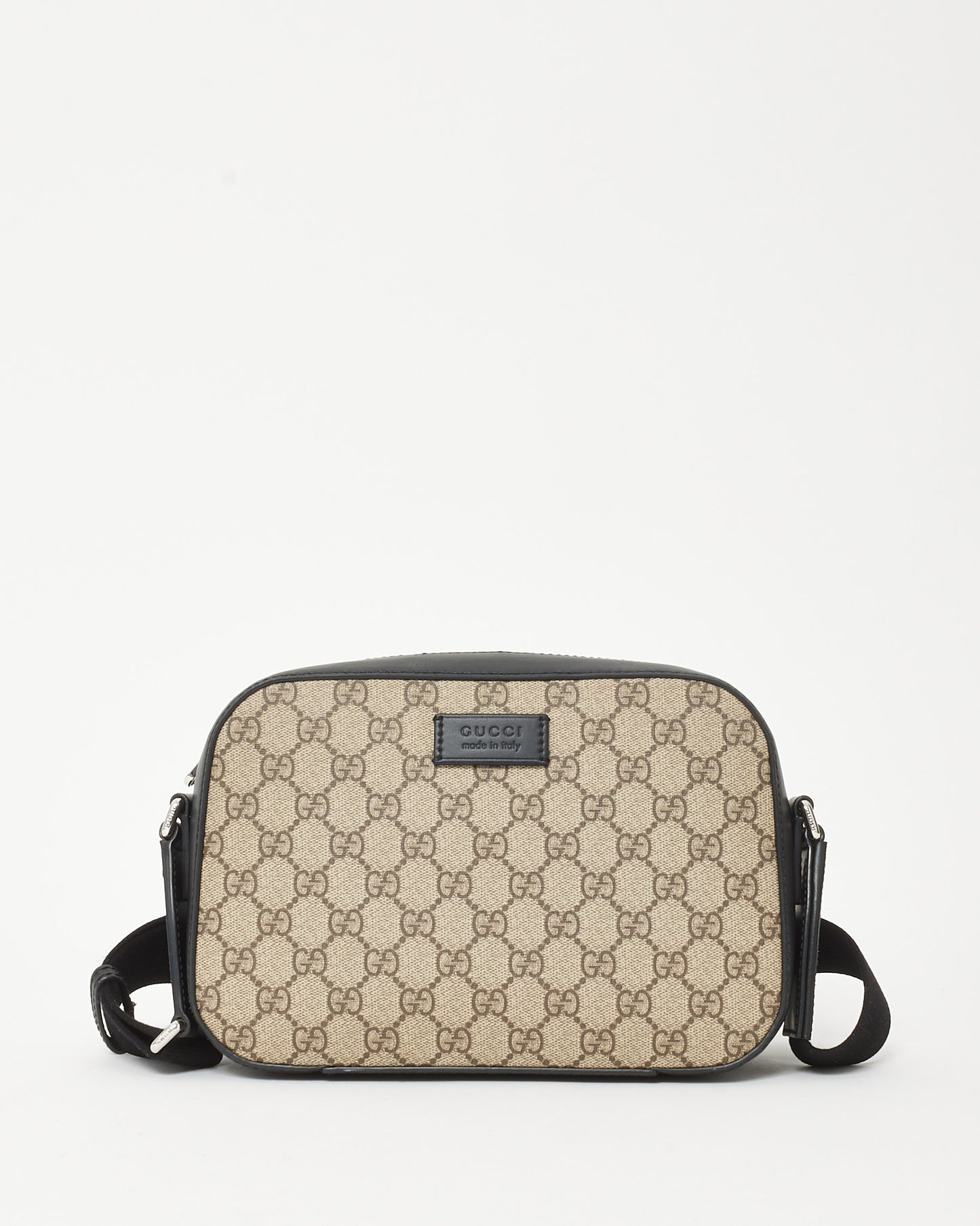 Gucci Black and Beige GG Monogram Supreme Coated Canvas Camera Bag
