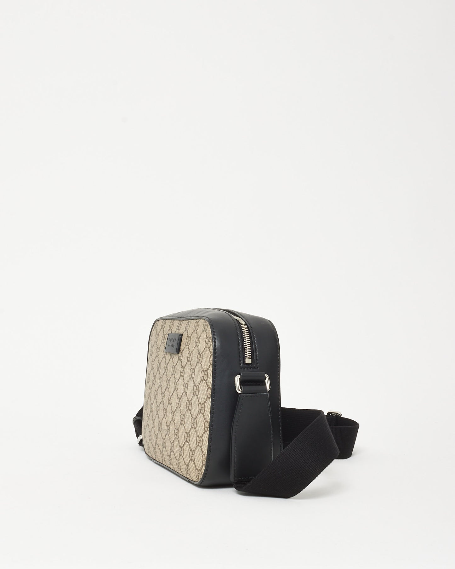 Gucci Black and Beige GG Monogram Supreme Coated Canvas Camera Bag