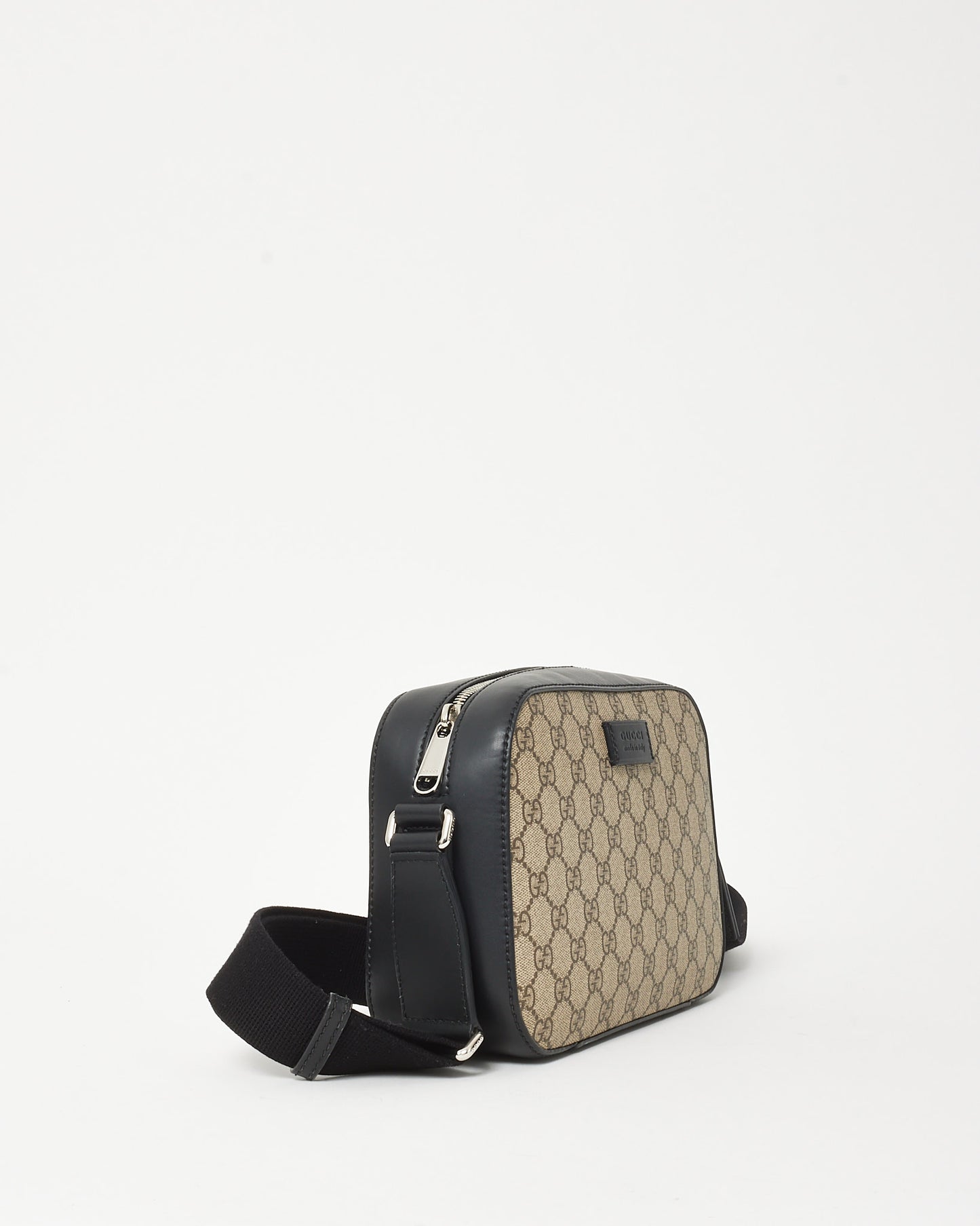 Gucci Black and Beige GG Monogram Supreme Coated Canvas Camera Bag