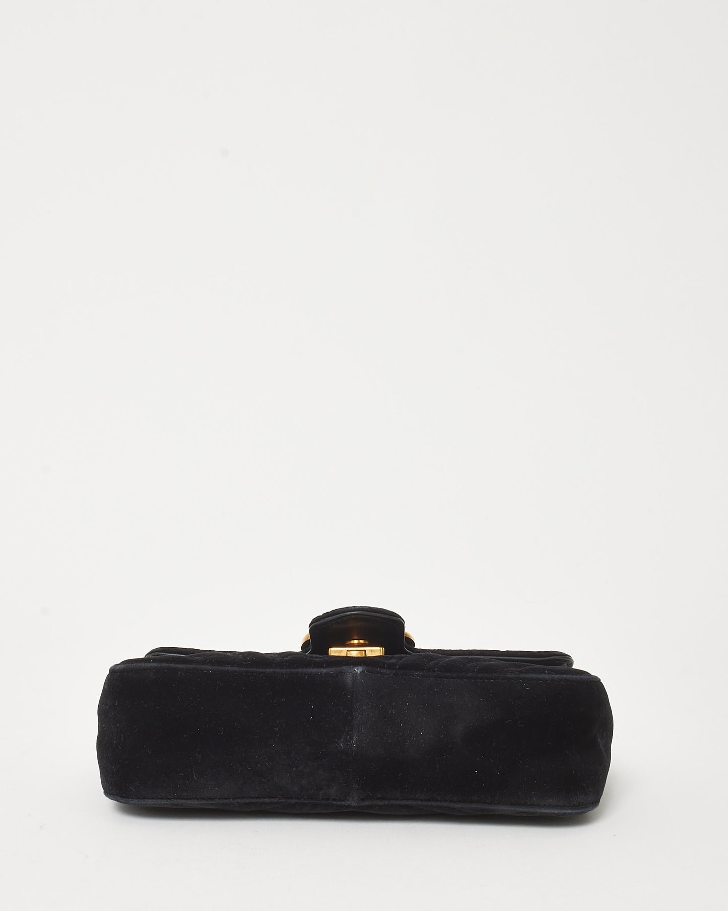 Gucci Black Matelassé Velvet Small GG Marmont Shoulder Bag