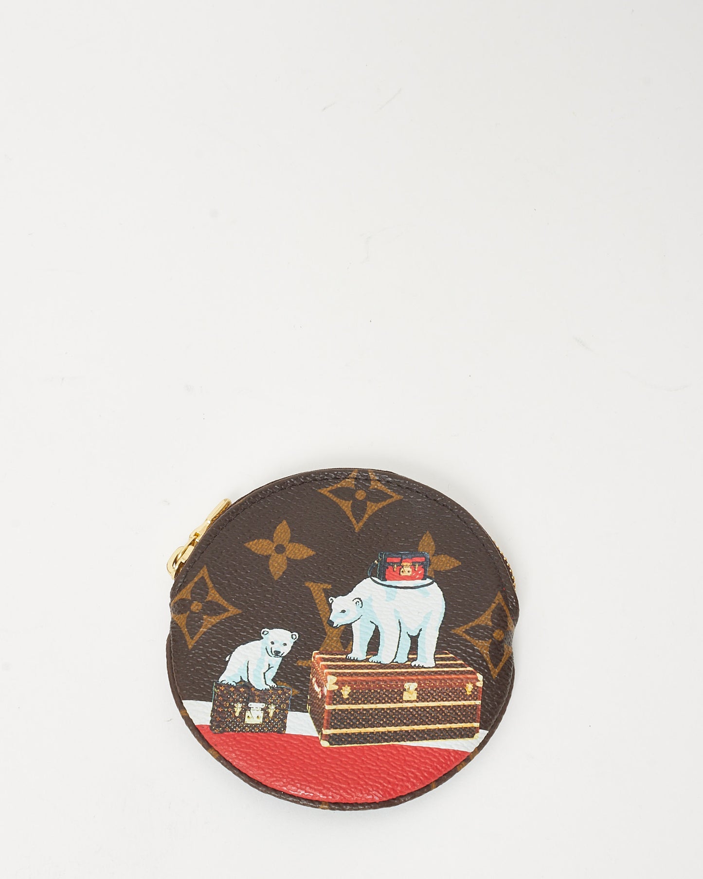 Louis Vuitton Monogram Canvas Limited Edition Polar Bear Round Coin Purse