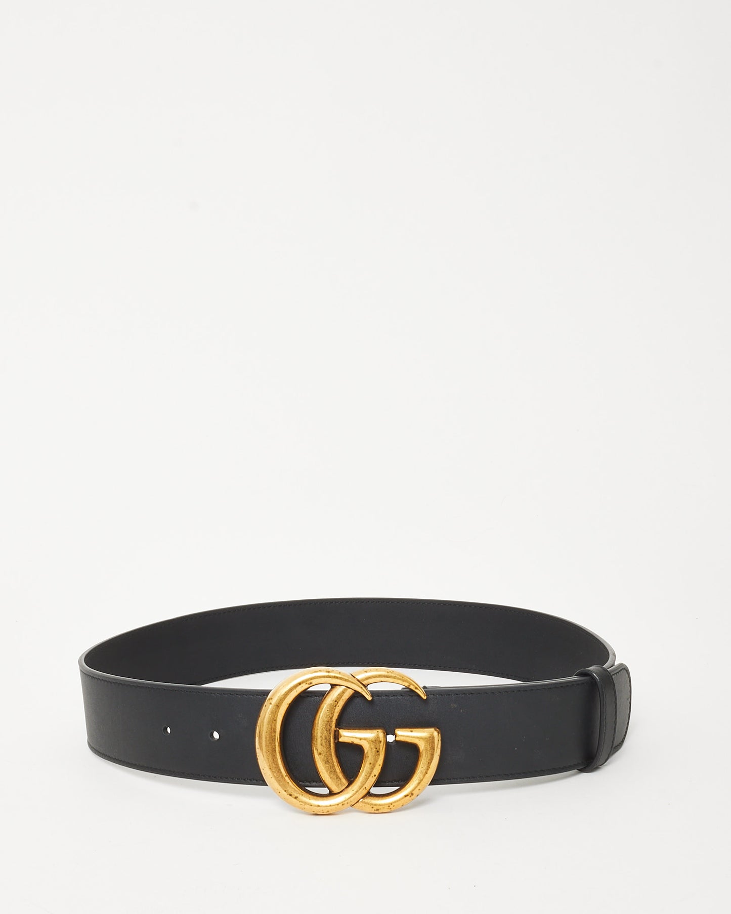 Gucci Black Leather GG Marmont Belt - 75/30