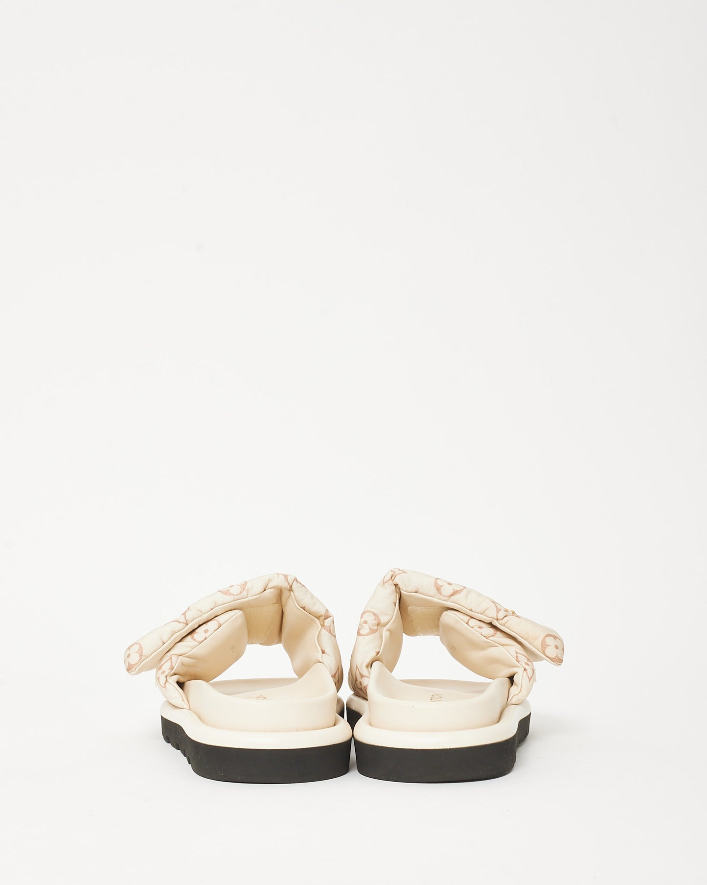 Louis Vuitton White and Beige Monogram Pool Pillow Flat Comfort Mule - 38