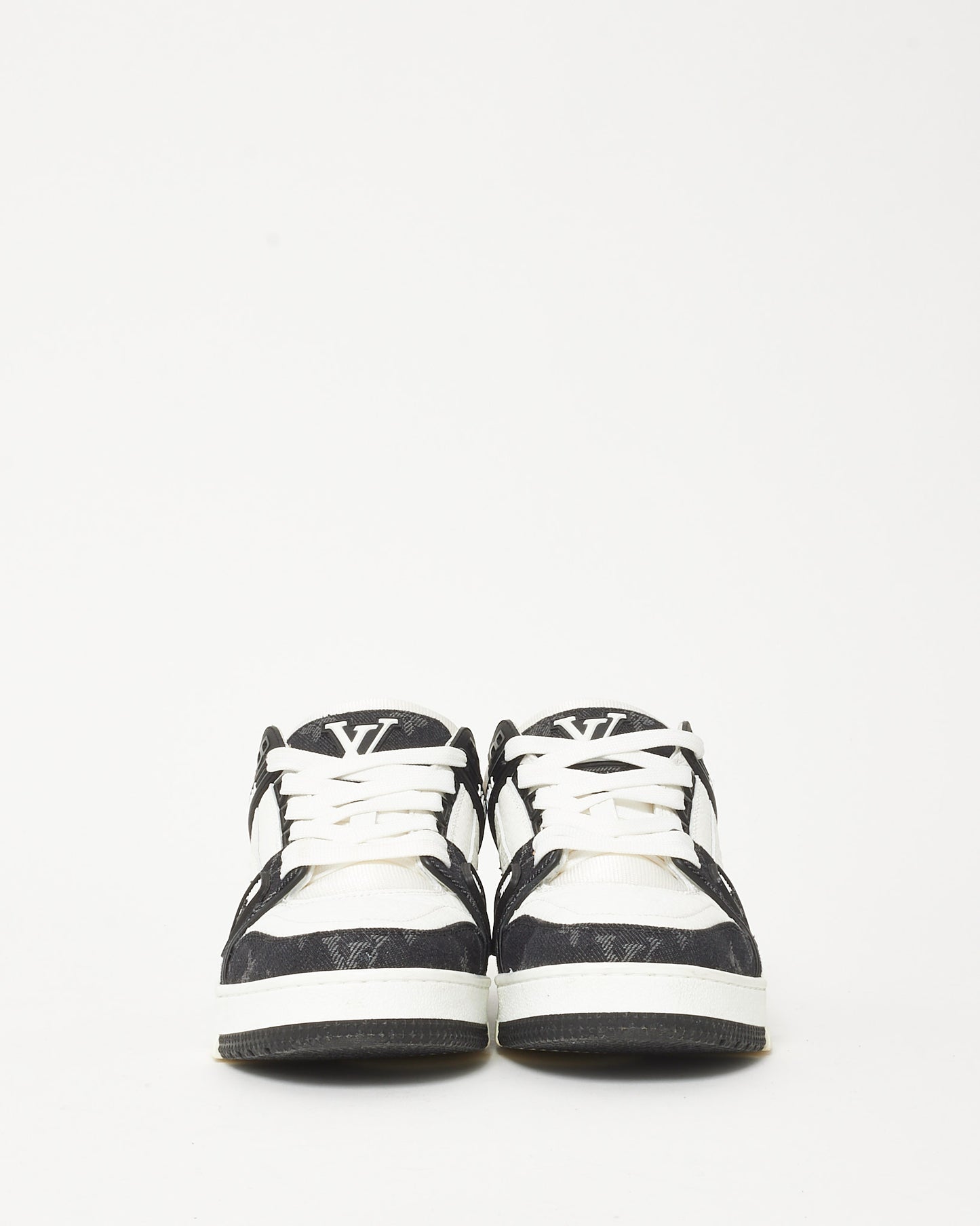 Louis Vuitton Black and White Monogram Mix Leather LV Trainer Sneaker - 4 MEN / US 5 MEN