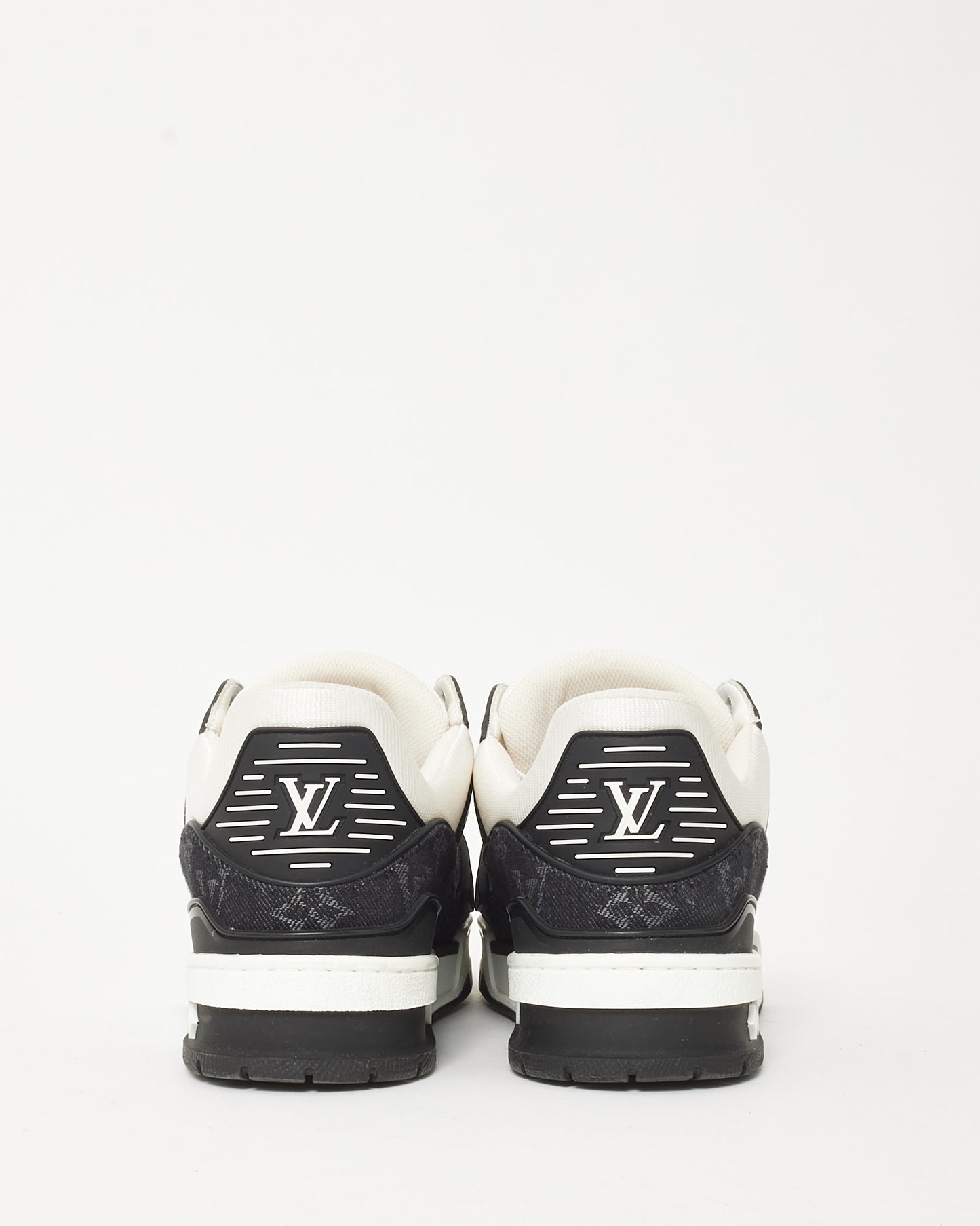 Louis Vuitton Black and White Monogram Mix Leather LV Trainer Sneaker - 4 MEN / US 5 MEN