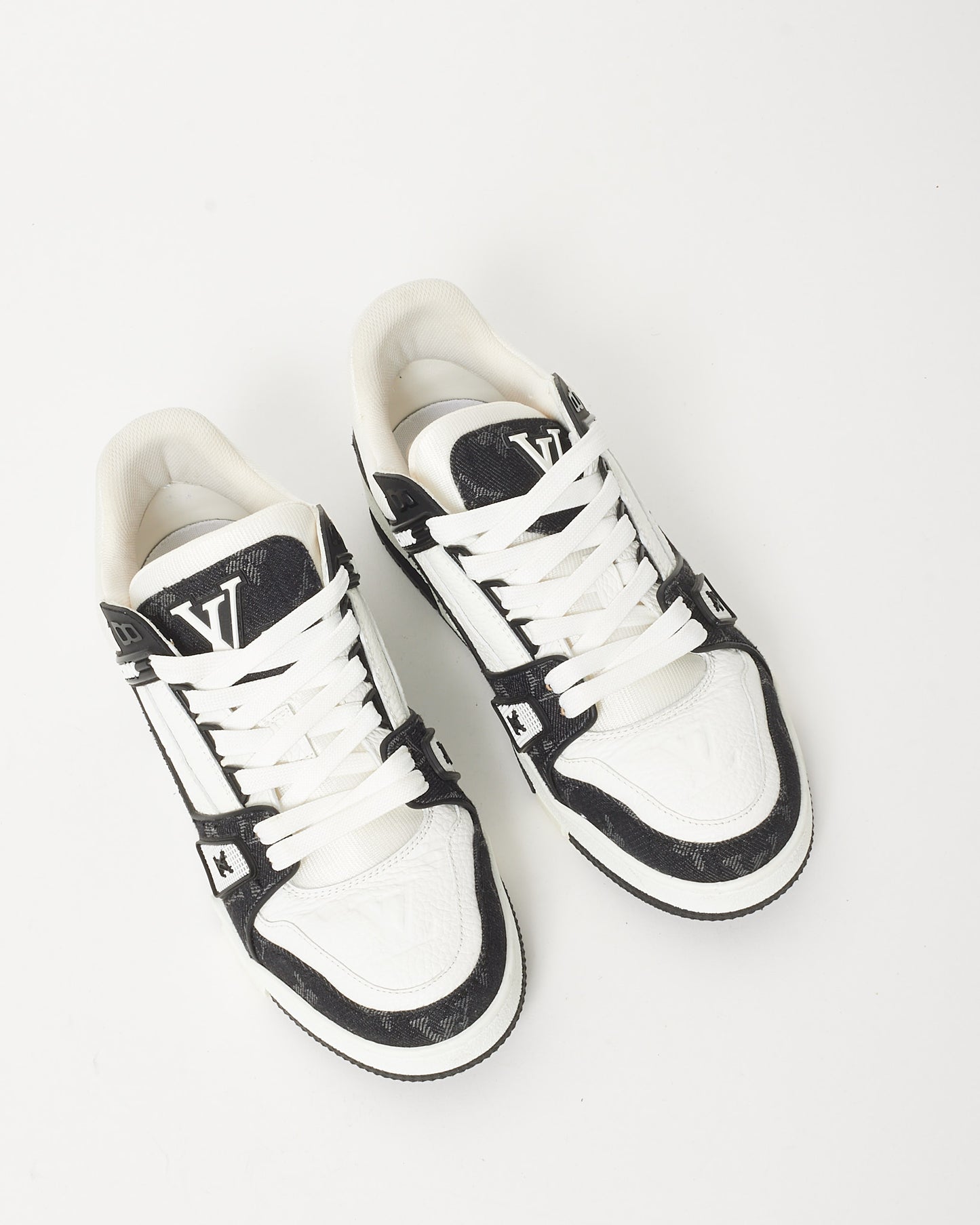 Louis Vuitton Black and White Monogram Mix Leather LV Trainer Sneaker - 4 MEN / US 5 MEN