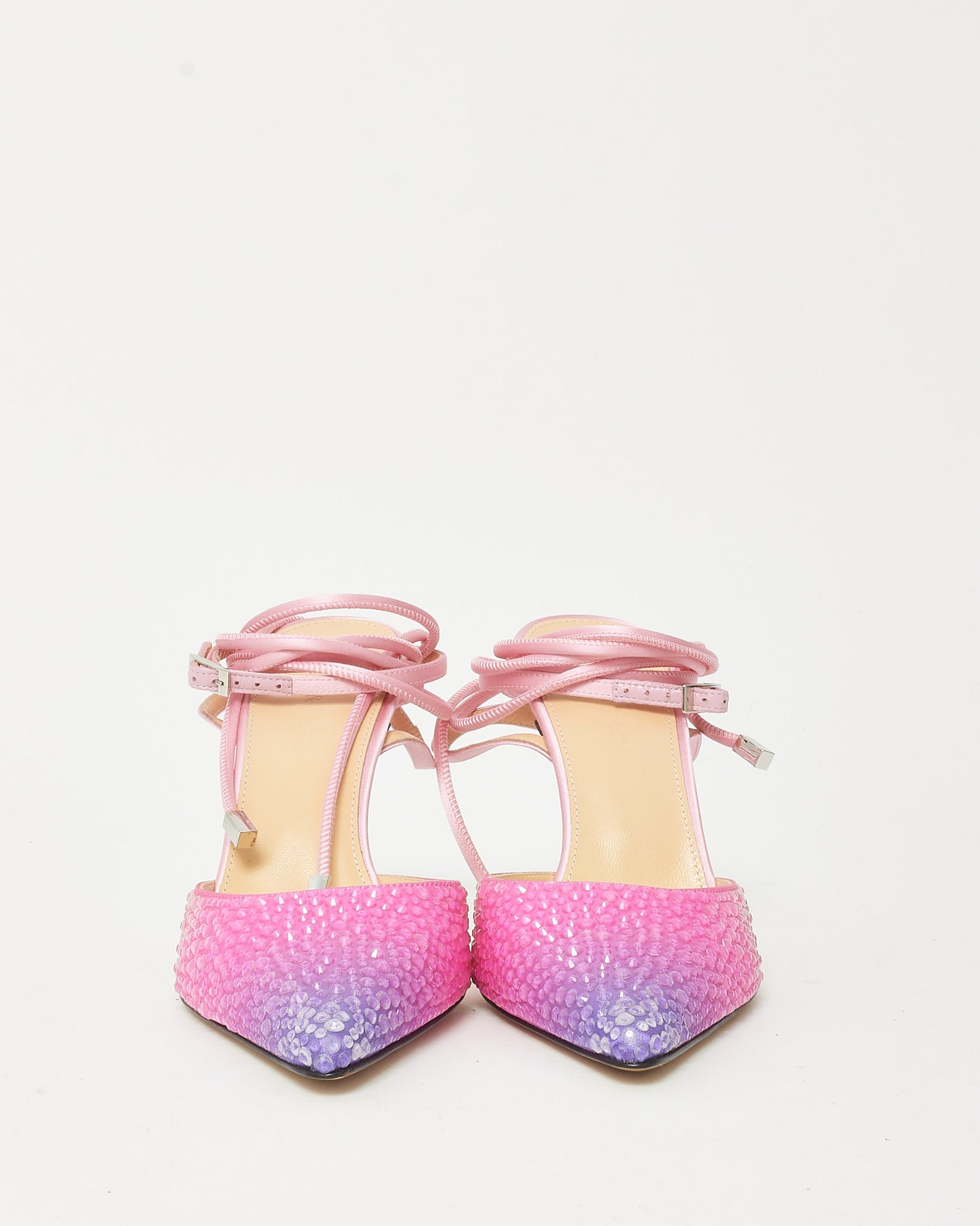 Mach & Mach Pink and Purple Tie-Dye Crystal Embellished Satin 100mm Pumps - 38