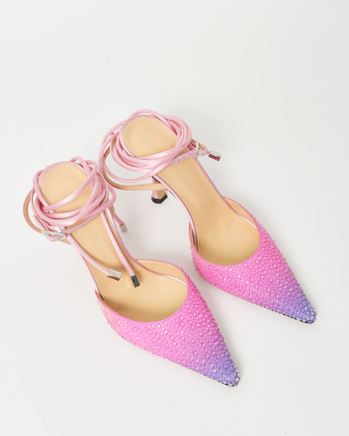 Mach & Mach Pink and Purple Tie-Dye Crystal Embellished Satin 100mm Pumps - 38