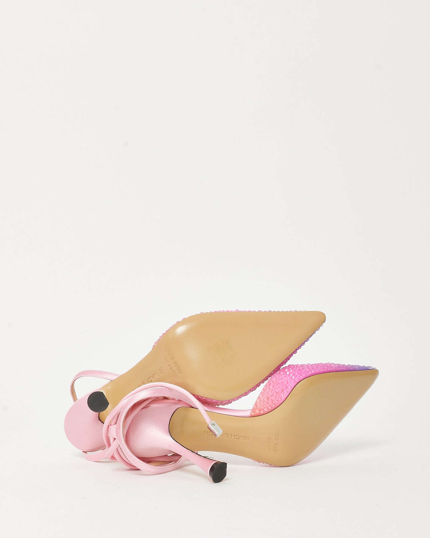 Mach & Mach Pink and Purple Tie-Dye Crystal Embellished Satin 100mm Pumps - 38