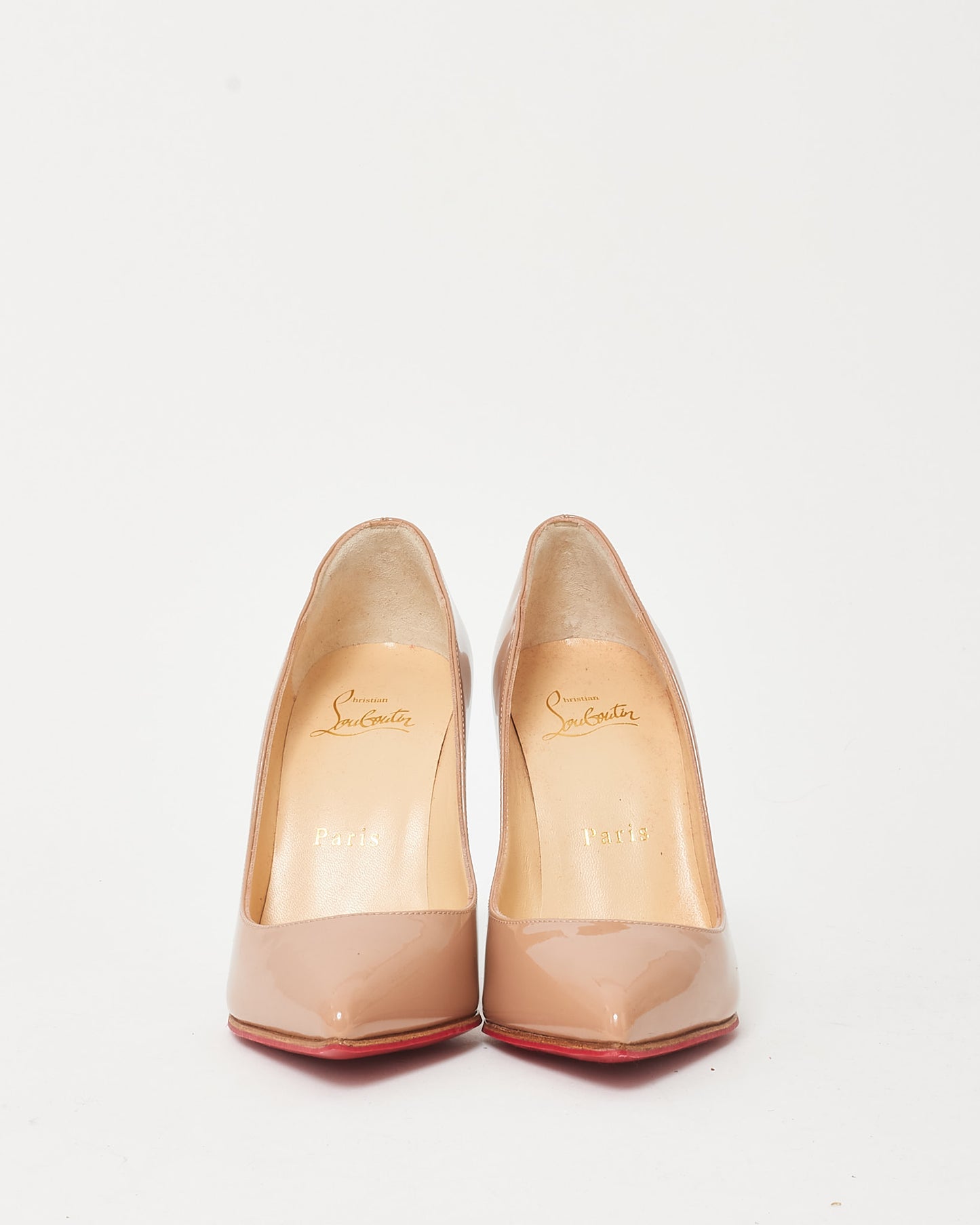 Christian Louboutin Beige Patent Leather Pigalle Follies 100mm Pumps - 35