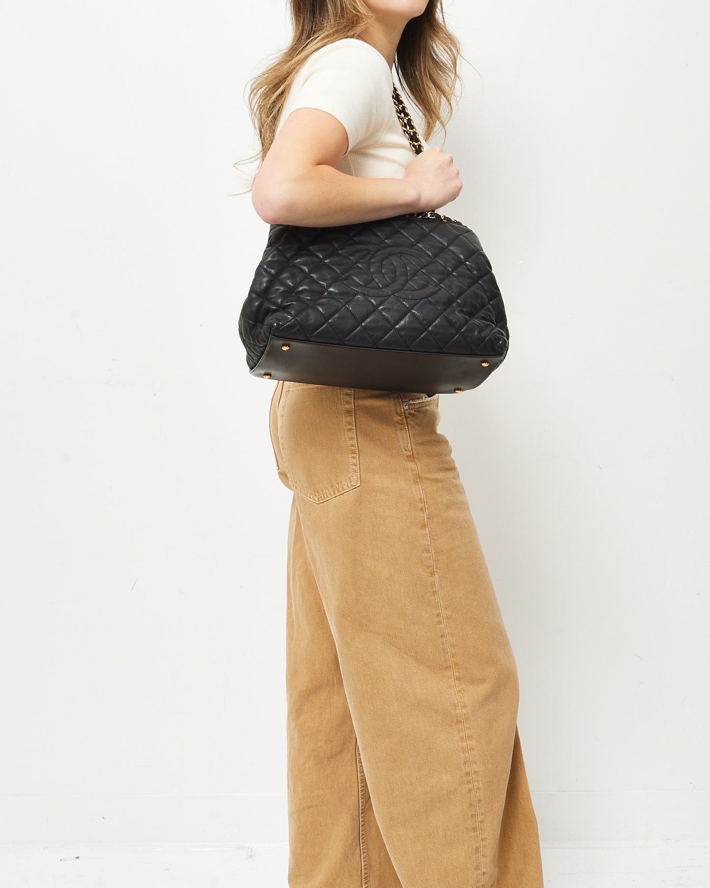 Chanel Black Quilted Calfskin Small Chain Me Tote GHW