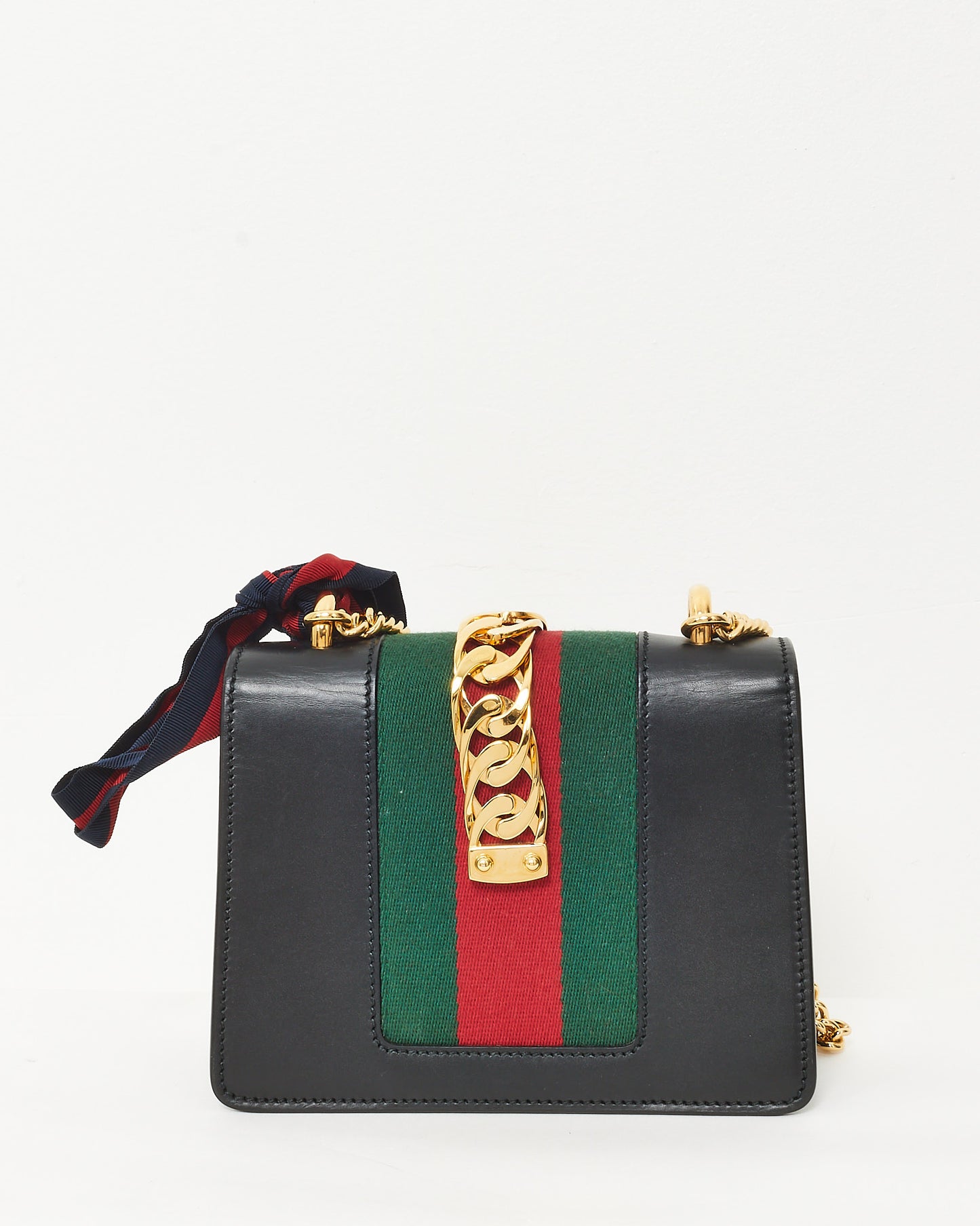 Gucci Black Calfskin Leather Mini Sylvie Chain Shoulder Bag
